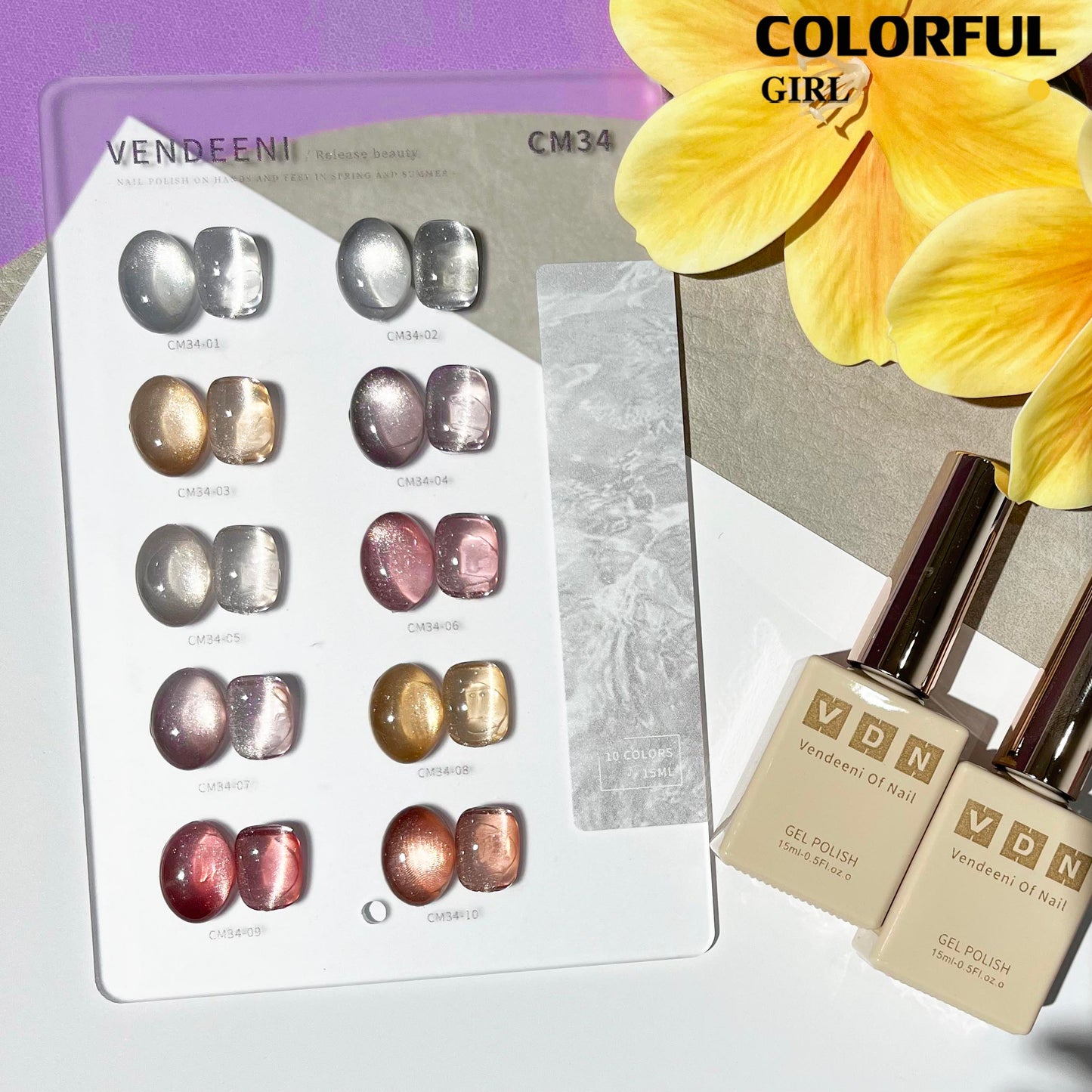 พร้อมส่งในไทย สีเจลแคทอายเนื้อซาติน《 VENDEENI VDN-CM34》10สี สีลูกแก้วแคทอาย สีลูกแก้ว ส่งไว! Ice Peach 10 สี แถม ชาร์ทสี✨