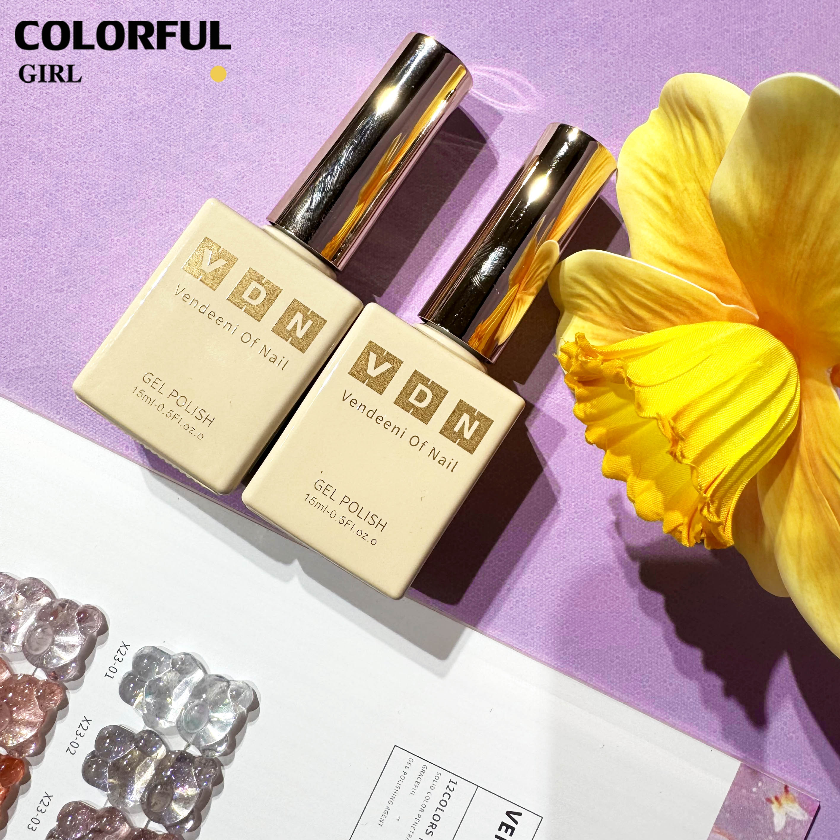 VENDEENI VDN-X23 สีเจลแฟลช 12 สี ✨ สีสวยระยิบระยับ เม็ดสีแน่นชัด แถมฟรีชาร์จสี