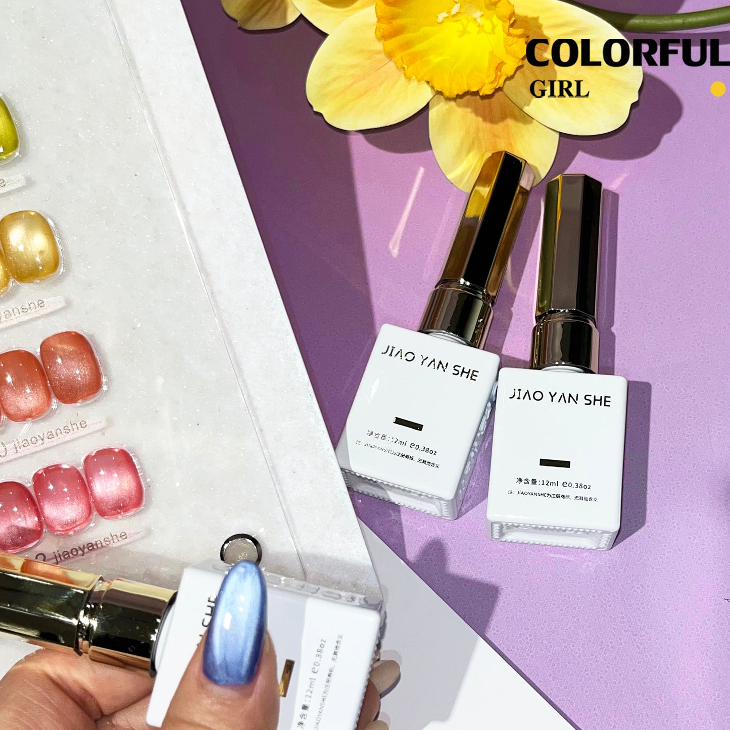 พร้อมส่งในไทย 《 JIAOYANSHE 》12 สี สีเจลแคทอายเนื้อซาติน สีเจลทาเล็บแคทอาย สีลูกแก้วแคทอาย สีลูกแก้ว ส่งไว!