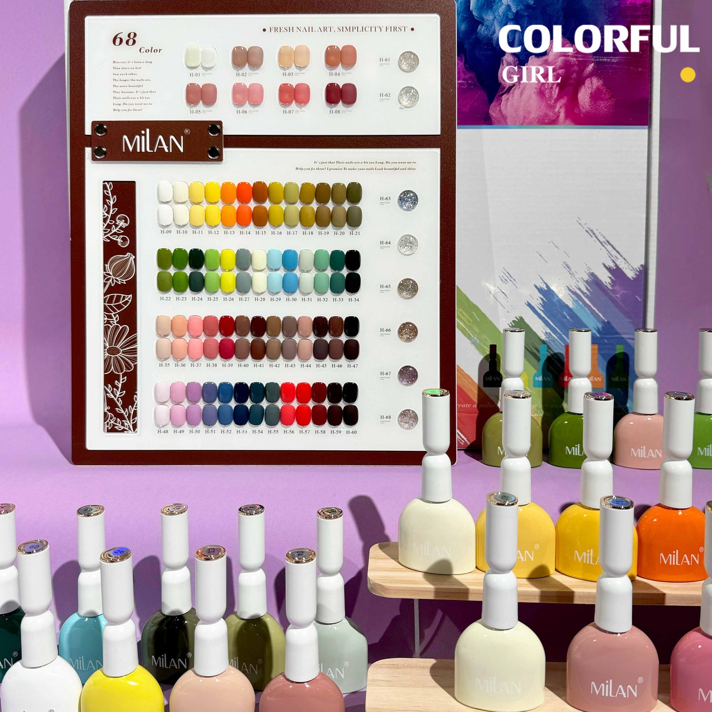 【พร้อมส่ง】สีเจล Milan 68สี 1 ชาต( ขนาด 15ml)สีเจลกลิซเตอร์+ สีเจลสีพื้น+ สีเจลไซรัป แถมท็อปกับเบสและชาตสี สีทาเล็บ พร้อมชาร์ทโชว์ ขวดสีเดียวกับสี