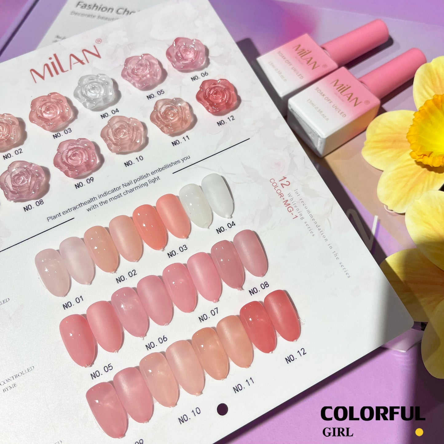 ✨พร้อมส่ง🇹🇭✨MILAN 12 สี กุหลาบ สีเจลไซรัป โทนชมพู Ice Peach 12 สี แถม ชาร์ทสี สีธรรมชาติที่คล้ายสีผิวผิว