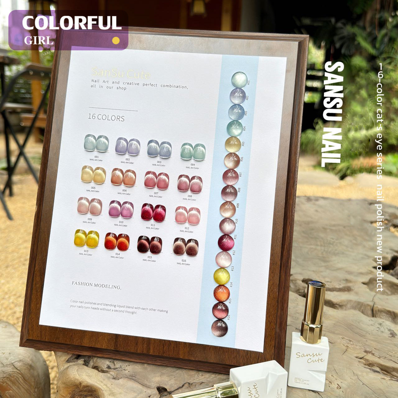 【พร้อมส่ง】SANSU16สี สีลูกแก้ว ฟรีชาร์ทสี Cat eye แม่เหล็ก เอฟเฟกต์มันเงามาก ที่ชาร์จไม้มีสัมผัสที่ดีมาก