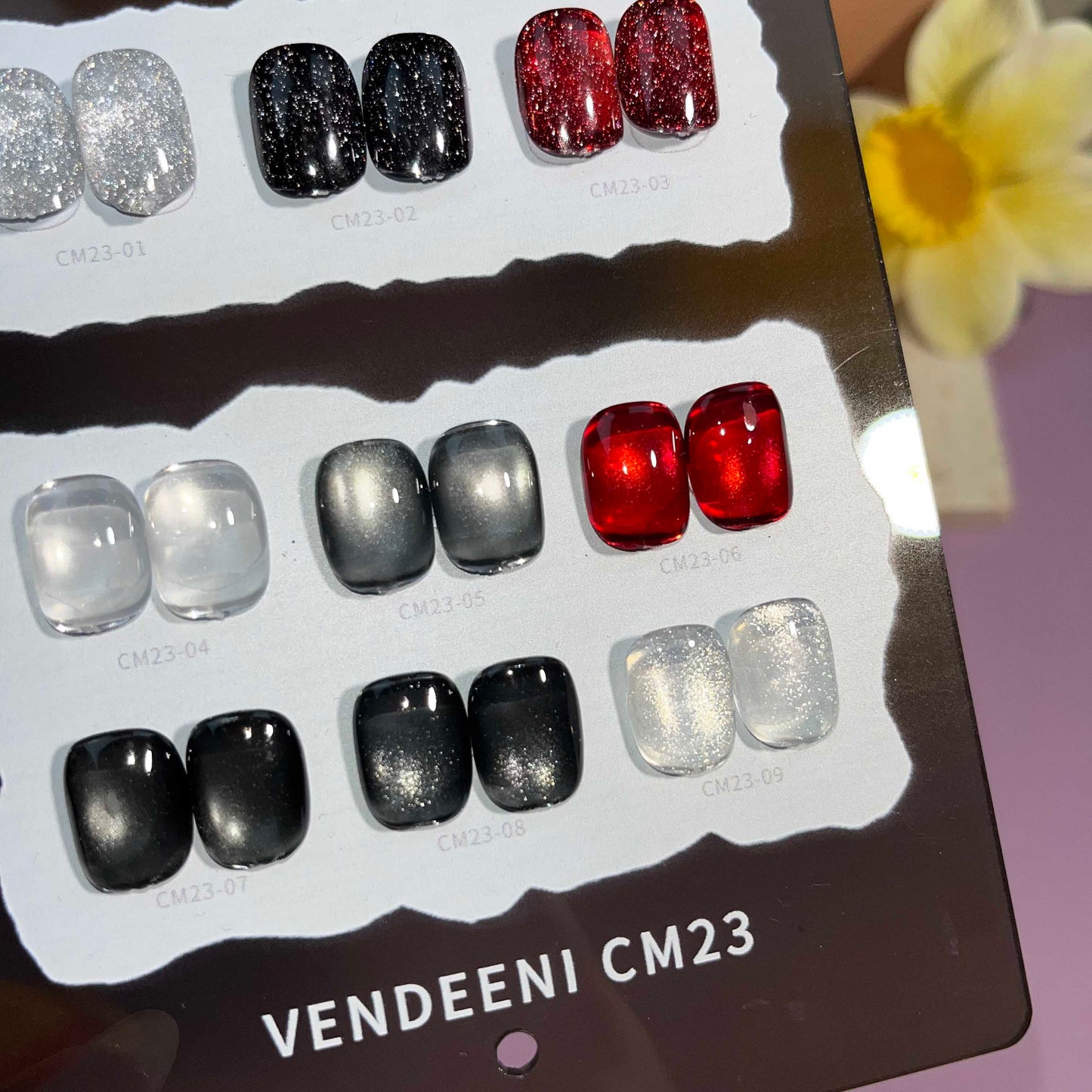 พร้อมส่งในไทย สีลูกแก้ว ฟรีชาร์ทสี Cat eye +สีเจลแฟลช《 VENDEENI CM-23》9สี สีลูกแก้วแคทอาย สีลูกแก้ว ส่งไว! พร้อมชาร์ทสีค่ะสีแน่นสวยมากเลยนะคะ เอฟเฟกต์มันเงามาก