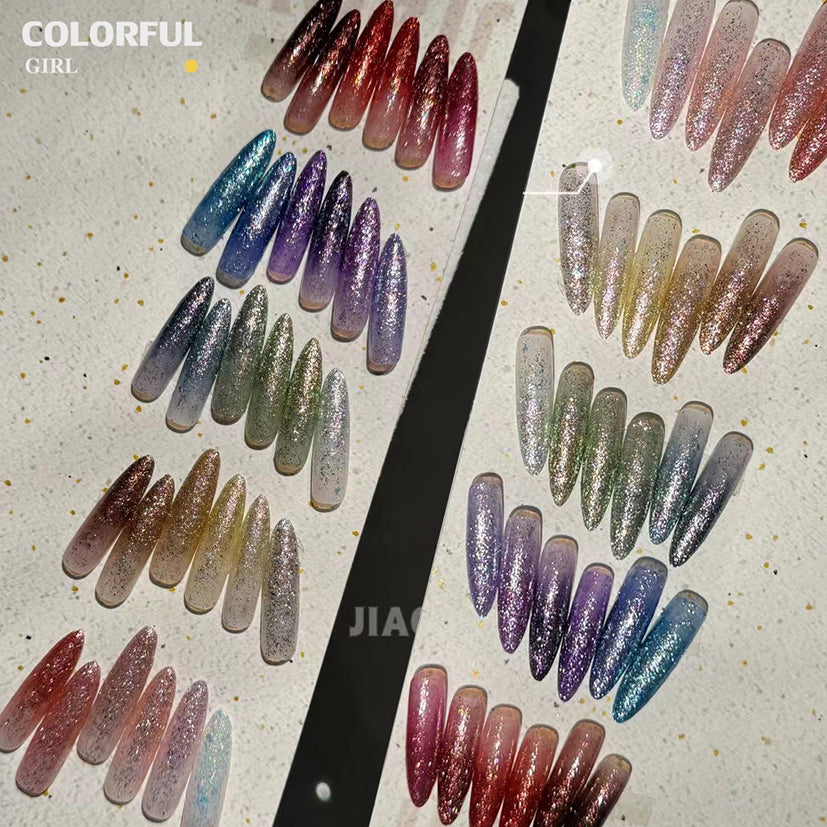 【พร้อมส่ง】 JYSชุด30สี (JIAO YAN SHE) สีเจลแฟลชกลิตเตอร์ แพลตติมันแฟลช+ประกายออโรร่า กากเพชรชัด แน่น