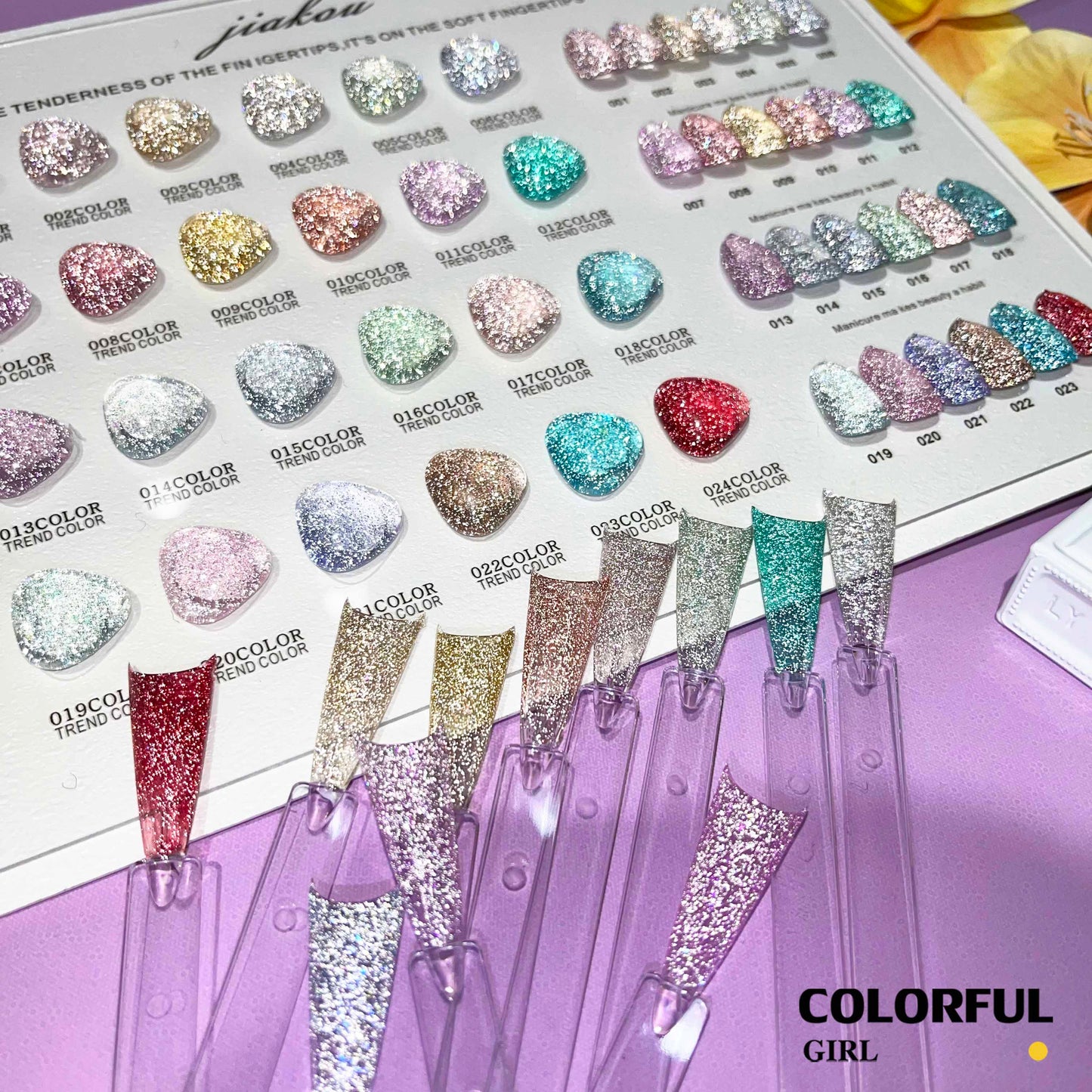 【พร้อมส่ง】JIAKOUสีเจลแฟลช สีทาเล็บเจล 24สี(JIAKOU) สีเจล25สี สีเจลแฟลช แถม ชาร์ทสี (แถม ชาร์ทสี ทามาให้แล้ว)แพลตติมันแฟลช+ประกายออโรร่า