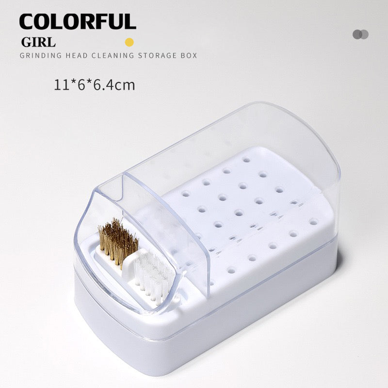 【พร้อมส่ง】5สี กล่องเก็บหัวขัด 30 หลุม พร้อมแปรงทําความสะอาด ป้องกันฝุ่น