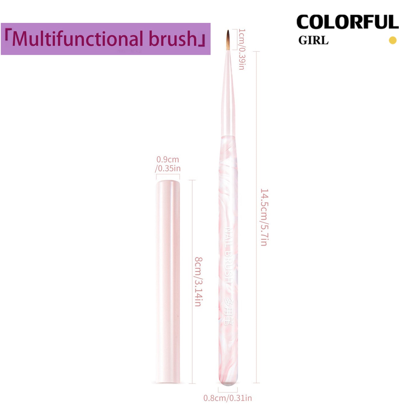 อะคริลิคเล็บแปรง 13 สไตล์ให้เลือก แปรงเล็บแปรงอะคริลิค Uv Gel Extension แปรงเล็บเครื่องมือ พู่กันไล่สี สําหรับตกแต่งเล็บ พร้อมฝาปิด