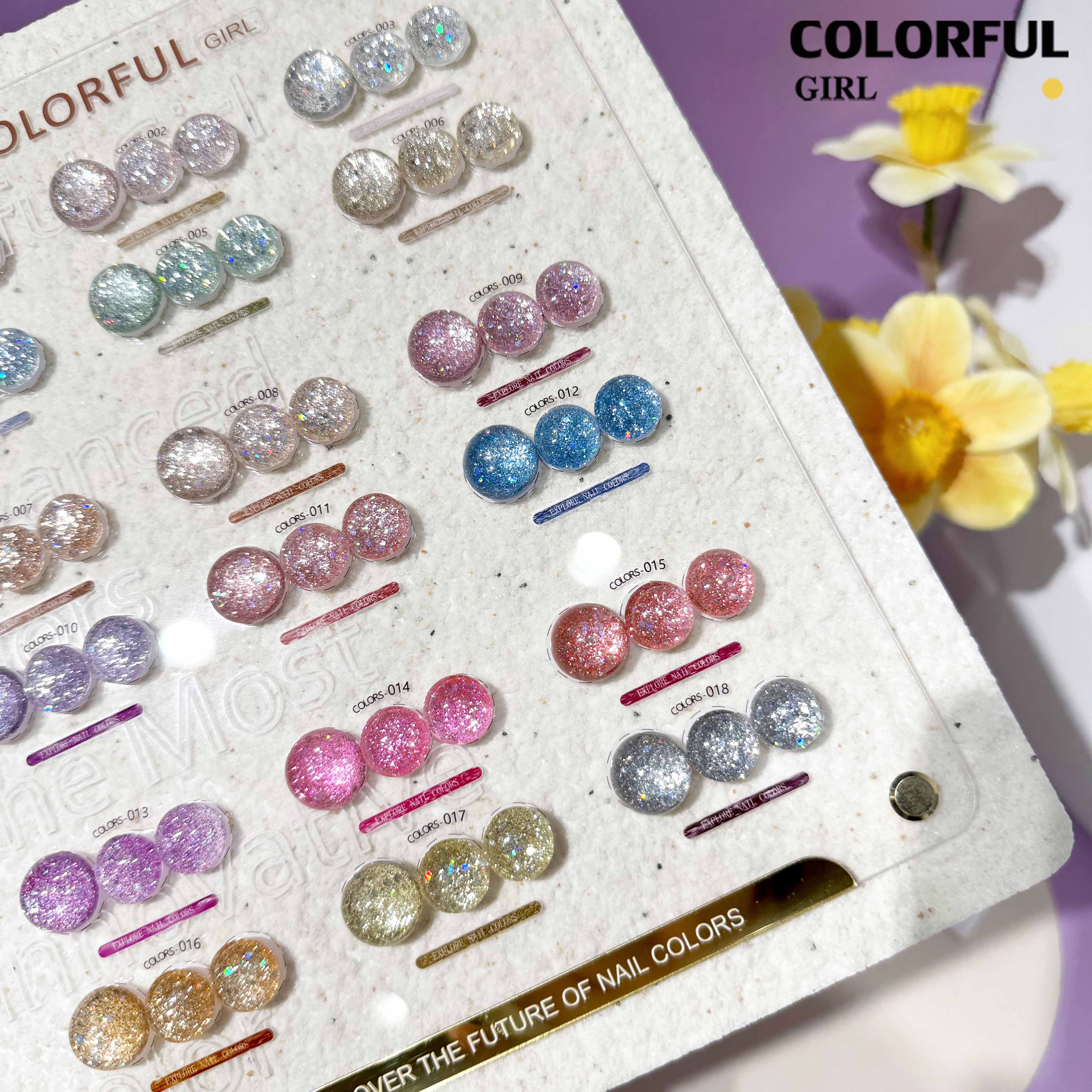 COLORFUL GIRL สีกากเพชร+เลเซอร์แฟลช 18 สี แถมฟรีชาร์ทสี