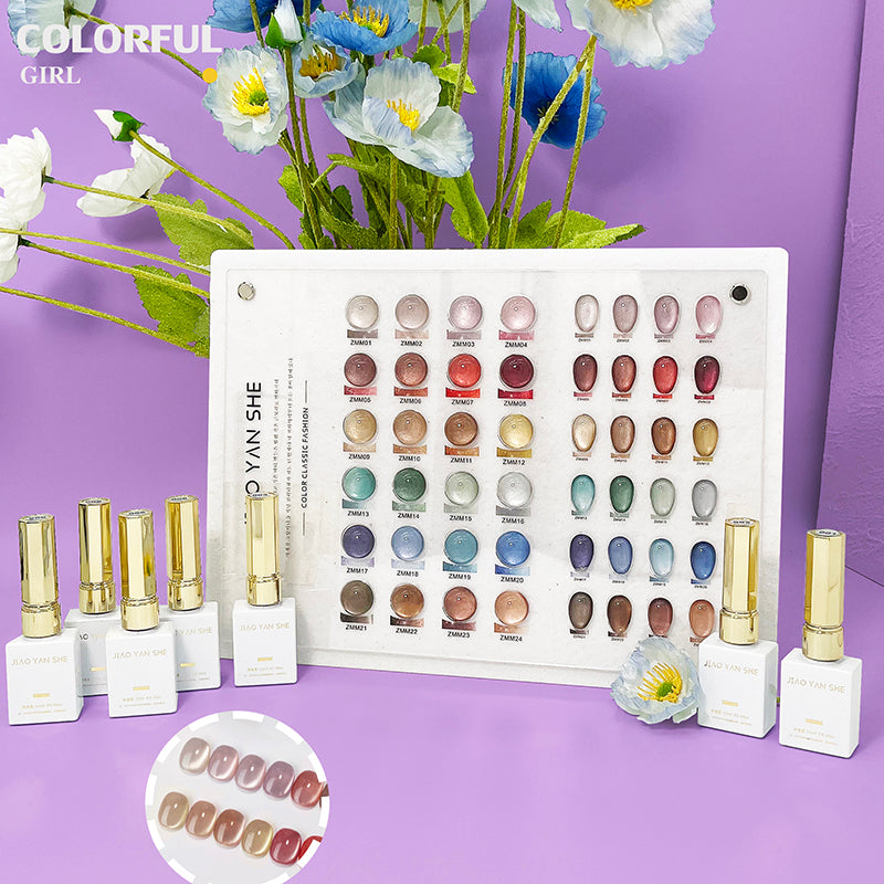 【พร้อมส่ง】 JYS 24สี (JIAO YAN SHE) สีเจลแคทอาย/ สีลูกแก้ว แถมชาร์ทอะคริลิคสำเร็จรูป แม่เหล็ก