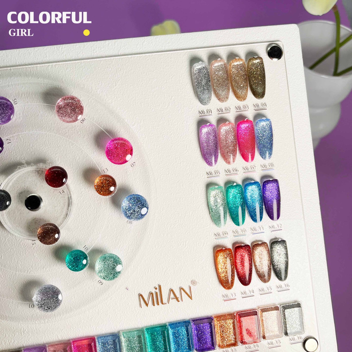 พร้อมส่งในไทย MILAN 16สี สี พร้อมชาร์ทสีค่ะสีแน่นสวยมากเลยนะคะ สีเจลแฟลชกลิตเตอร์ แพลตติมันแฟลช+ประกายออโรร่า กากเพชรชัด แน่น