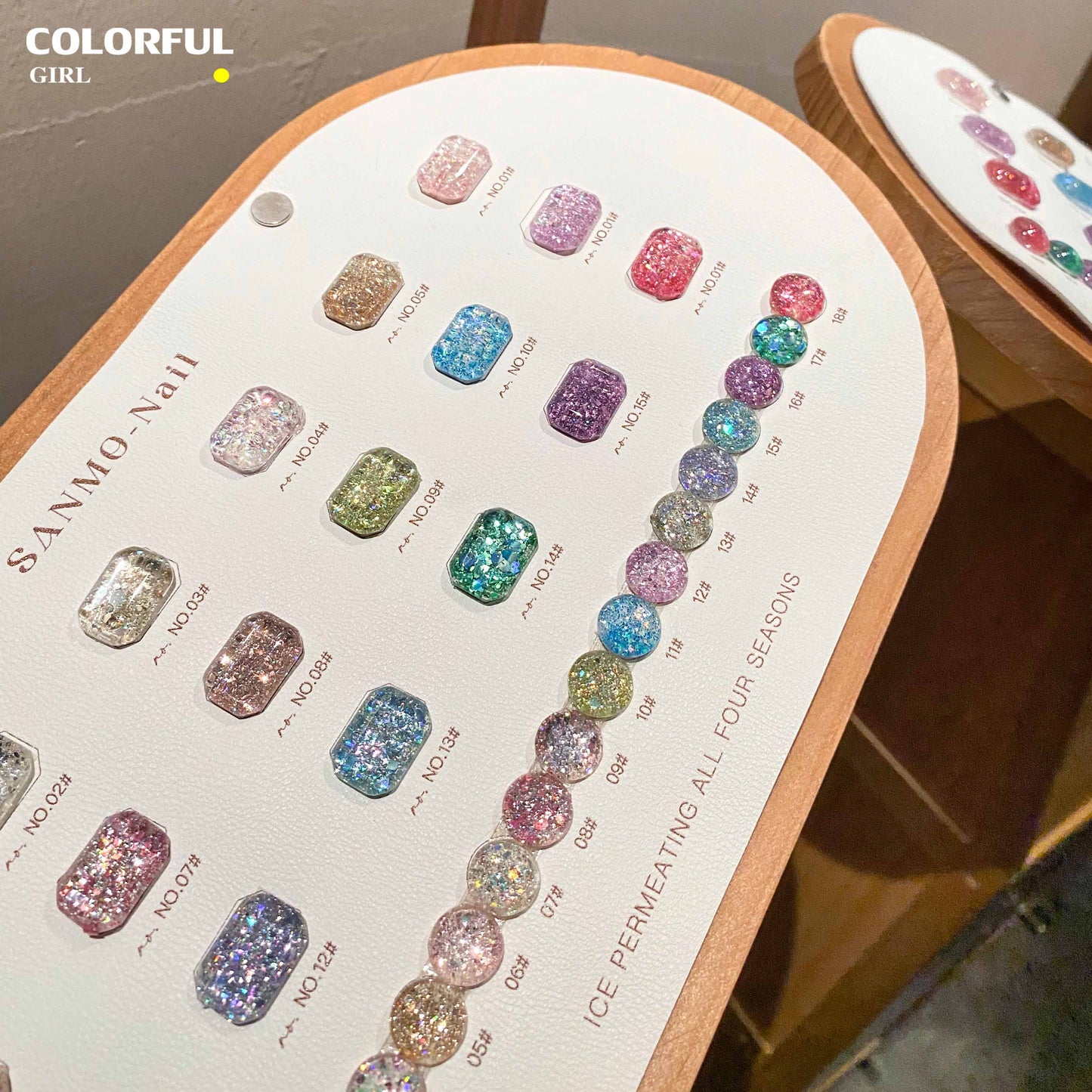 【พร้อมส่ง】18สี สีสันเงางามมากค่ะ สีเจลกลิซเตอร์ SANMO สี ( SANMO) สีเจล18สี แถม ชาร์ทสี กลิตเตอร์สีรุ้งวิบวับ
