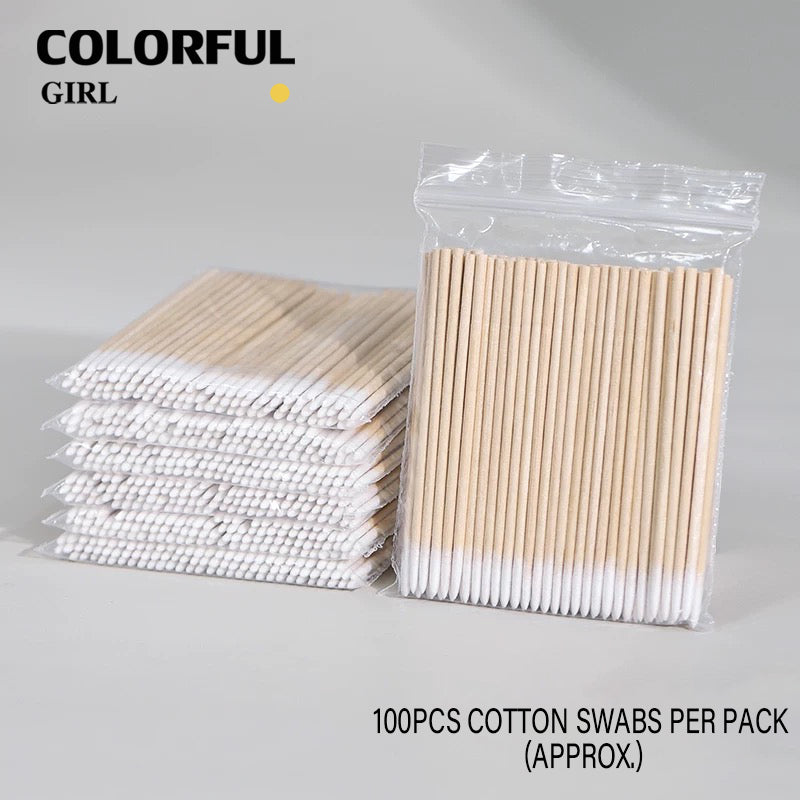 【พร้อมส่ง100 ชิ้นทิ้งเล็บป้องกันการรั่วไหลกาวไม้ Cotton Buds Sticks al เครื่องมือทําความสะอาดใหม่