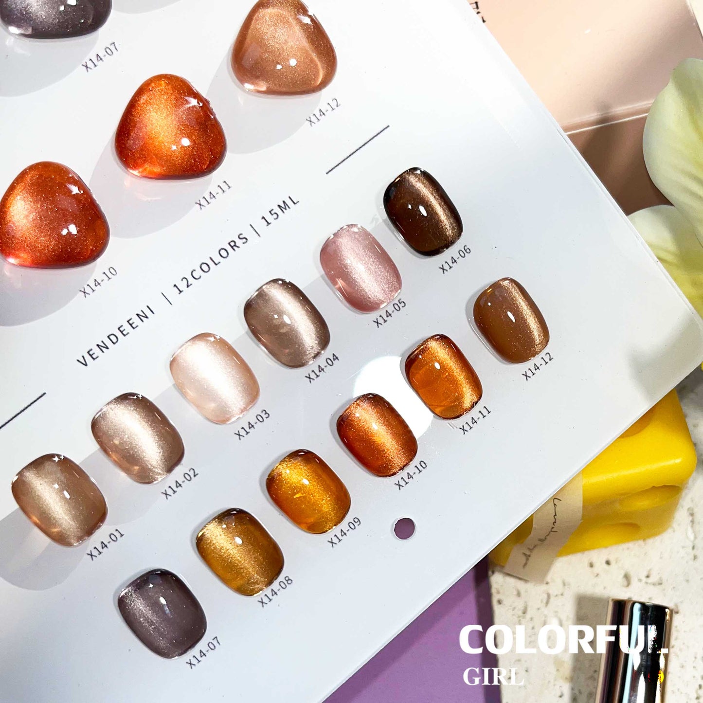 พร้อมส่งในไทย สีเจลทาเล็บแคทอาย《 VENDEENI X-14 》12 สี สีลูกแก้วแคทอาย สีลูกแก้ว ส่งไว! พร้อมชาร์ทสีค่ะสีแน่นสวยมากเลยนะคะ
