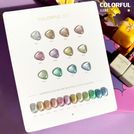【พร้อมส่ง】 สีทาเล็บเจล Colorful girl สี( Colorful girl) สีเจล สีเจลแคทอาย12สี   สีเจลแคทอาย   แถม ชาร์ทสี