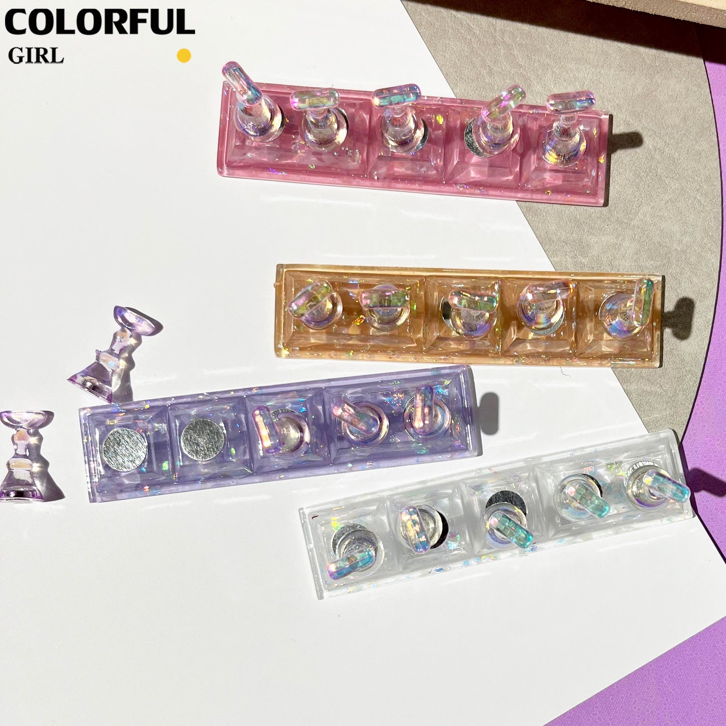 【พร้อมส่ง】ชั้นวางเล็บปลอม แบบแม่เหล็ก สําหรับตกแต่งเล็บออโรร่า กาวดินน้ำมันติดแท่นทำเล็บปลอม
