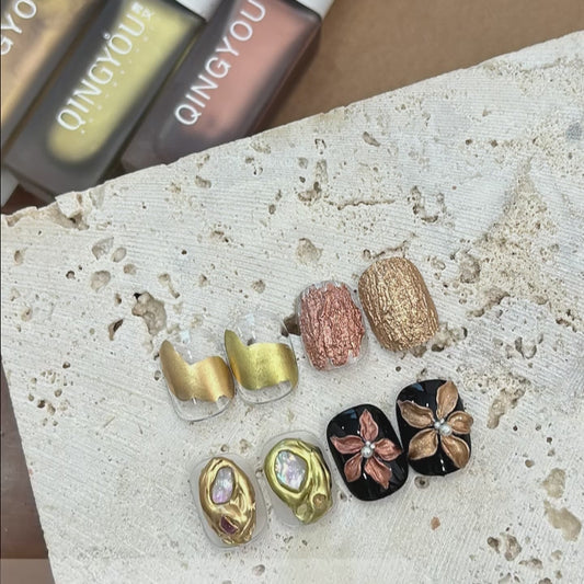 ✧พร้อมส่ง Qingyou Metal Blooming Liquid Metal ผิวใส น้ำยาเคลือบเล็บสีเข้มข้น บานเร็ว น้ำยาเคลือบเล็บสำหรับร้านทำเล็บ 10 มล. โลหะสี Dyeing Solution ภาพวาดดึงสาย Quick-drying Gradient ธรรมชาติ Blooming Liquid เล็บสําหรับเล็บ Shop