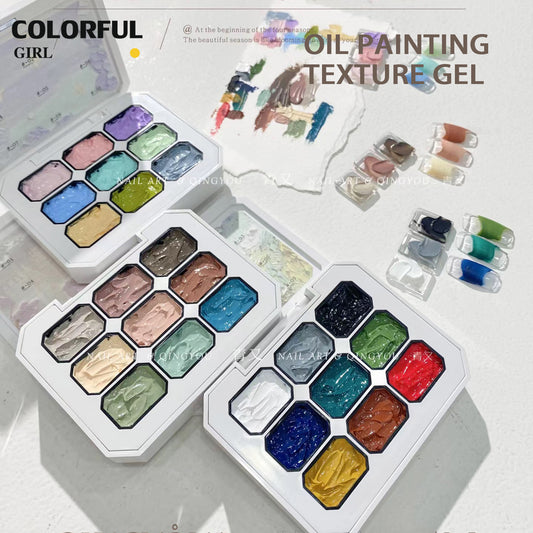 ✨qingyou OIL PAINTING TEXTURE GEL ญี่ปุ่นเล็บแกะสลักกาวแกะสลักดินน้ำมันยูวีเจลจิตรกรรม 5d นูนเจลเล็บอุปกรณ์สำหรับมืออาชีพ 9 สี