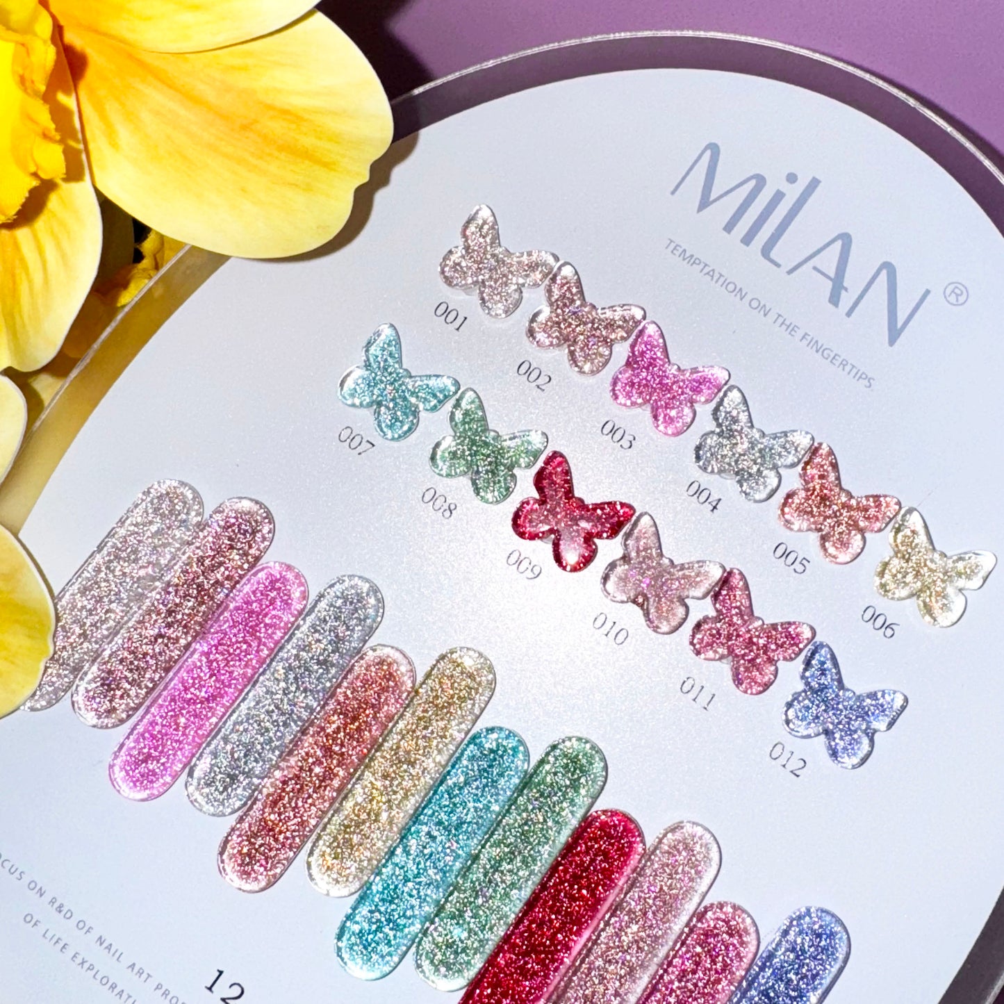 【พร้อมส่ง】Milan  สีเจลแฟลช 12 สี ✨ เจลกลิตเตอร์ประกายวิ้งค์ สีแน่น ติดทนนาน สีเจลทาเล็บ สี แถม ชาร์ทสี ยาทาเล็บเจล  15 มล.(ทามาให้แล้ว พร้อมใช้งาน)