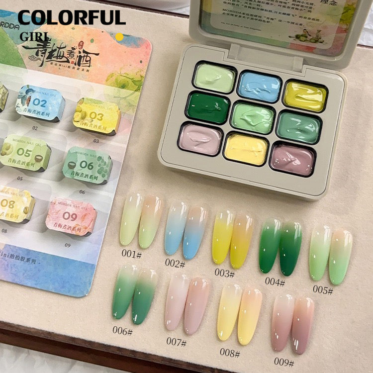 ✨พร้อมส่ง✨ เล็บเจล 1 ชิ้น ใหม่Solid Pat Gel 9-square series  ยาทาเล็บ Pat กาว Delicate หนาสูง Saturation Blooming Gradient No-Wash ยาทาเล็บ 9 Grid Series