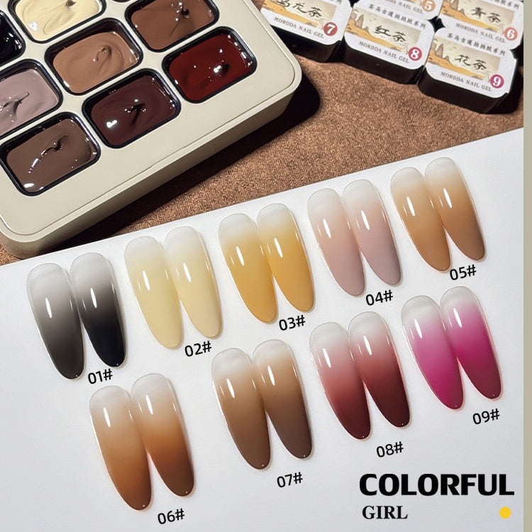 ✨พร้อมส่ง✨ เล็บเจล 1 ชิ้น ใหม่Solid Pat Gel 9-square series  ยาทาเล็บ Pat กาว Delicate หนาสูง Saturation Blooming Gradient No-Wash ยาทาเล็บ 9 Grid Series