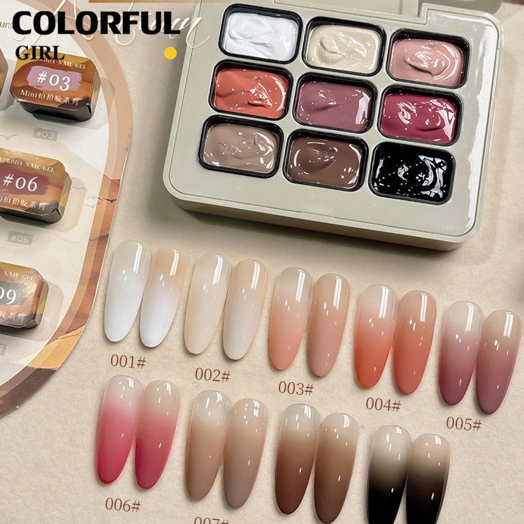 ✨พร้อมส่ง✨ เล็บเจล 1 ชิ้น ใหม่Solid Pat Gel 9-square series  ยาทาเล็บ Pat กาว Delicate หนาสูง Saturation Blooming Gradient No-Wash ยาทาเล็บ 9 Grid Series