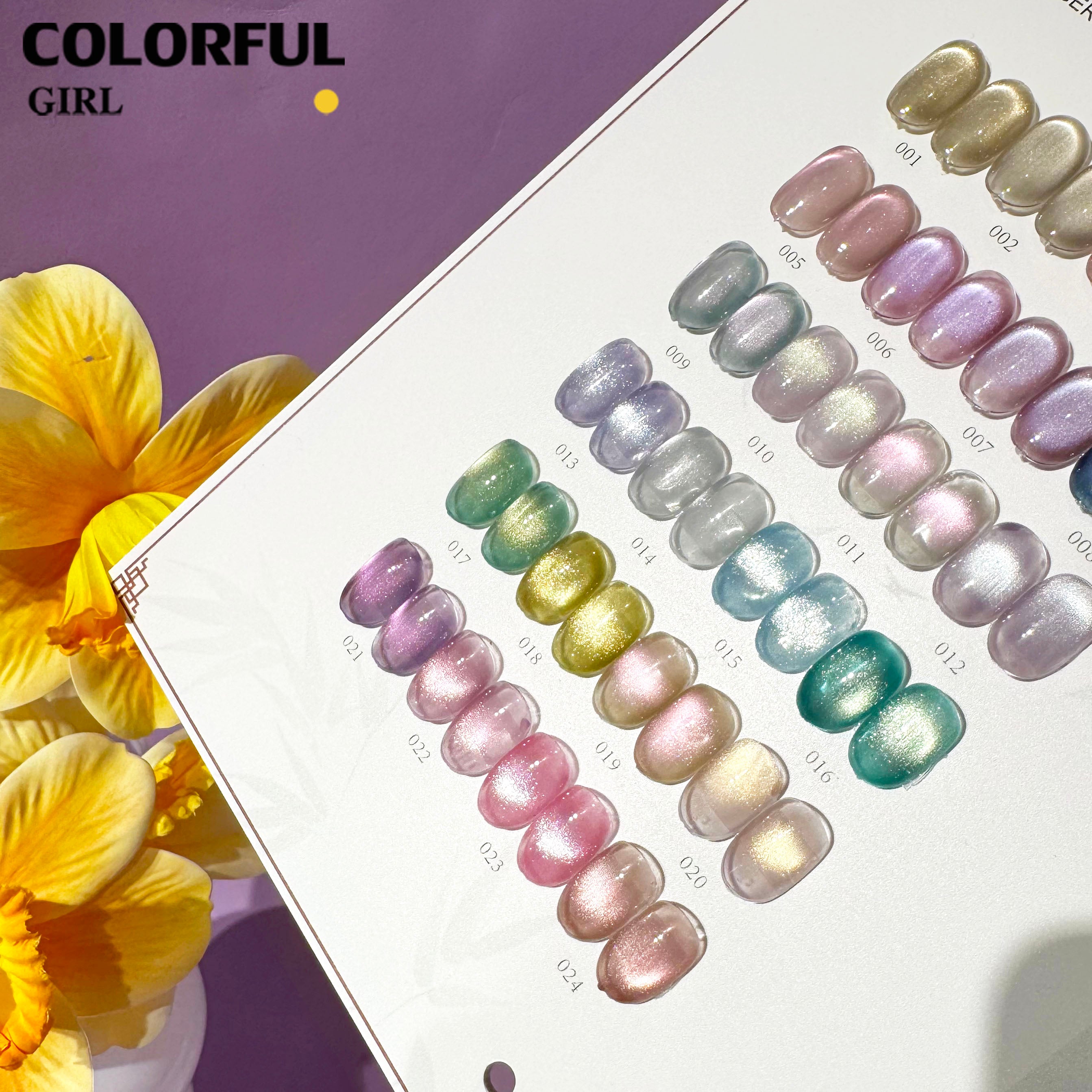 MILAN 24สี เจลแคทอายผิวซาตินมุก + สีเจลแคทอาย สีเจลแคทอายเนื้อซาติน ฟรีชาร์ทสี