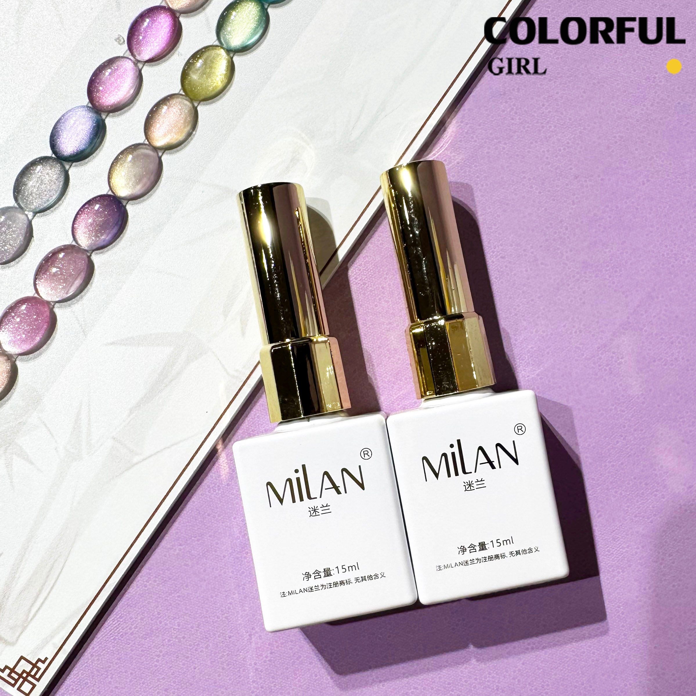 MILAN 24สี เจลแคทอายผิวซาตินมุก + สีเจลแคทอาย สีเจลแคทอายเนื้อซาติน ฟรีชาร์ทสี