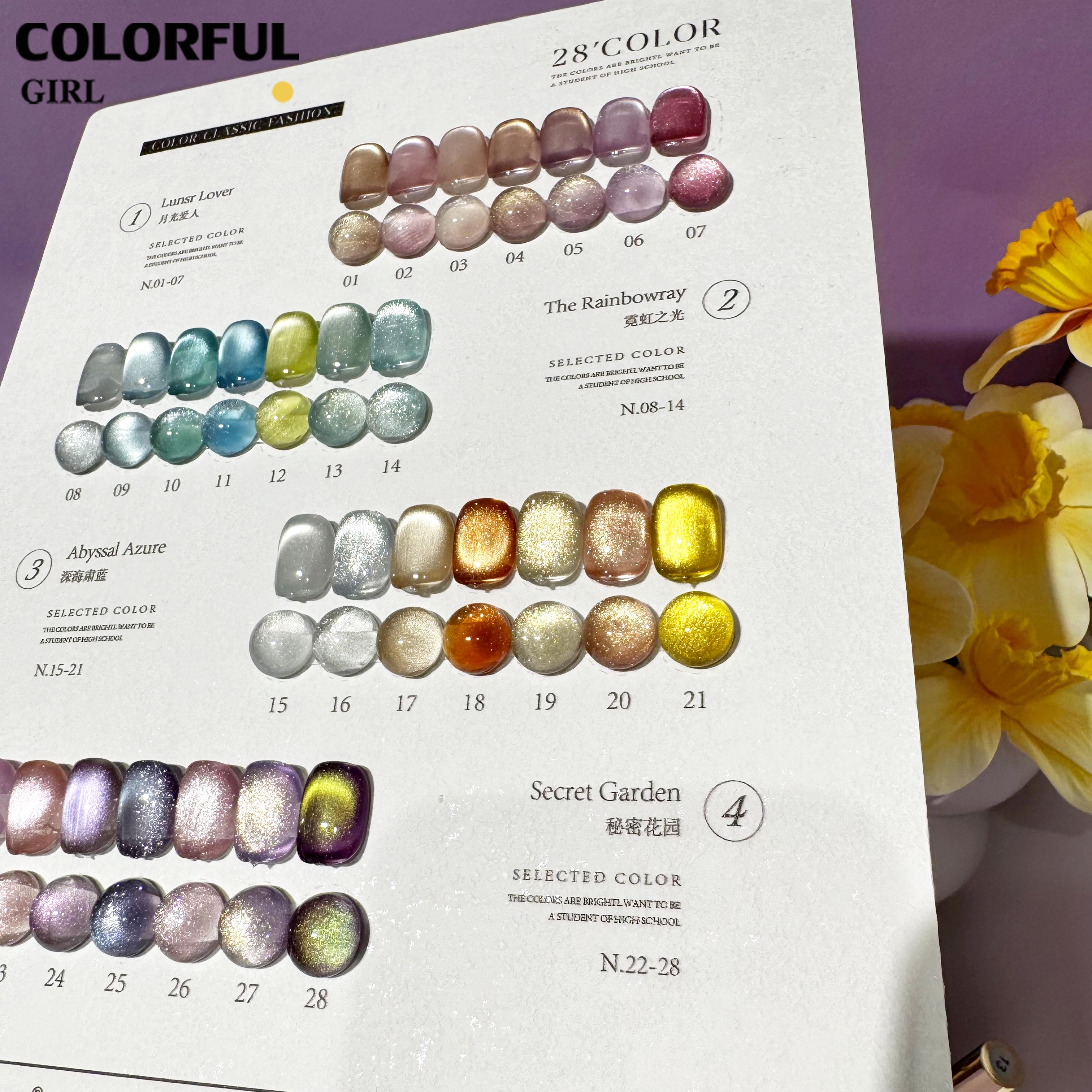 MILAN 28 สี เจลแคทอายผิวซาตินมุก + สีเจลแคทอาย ฟรีชาร์ทสี