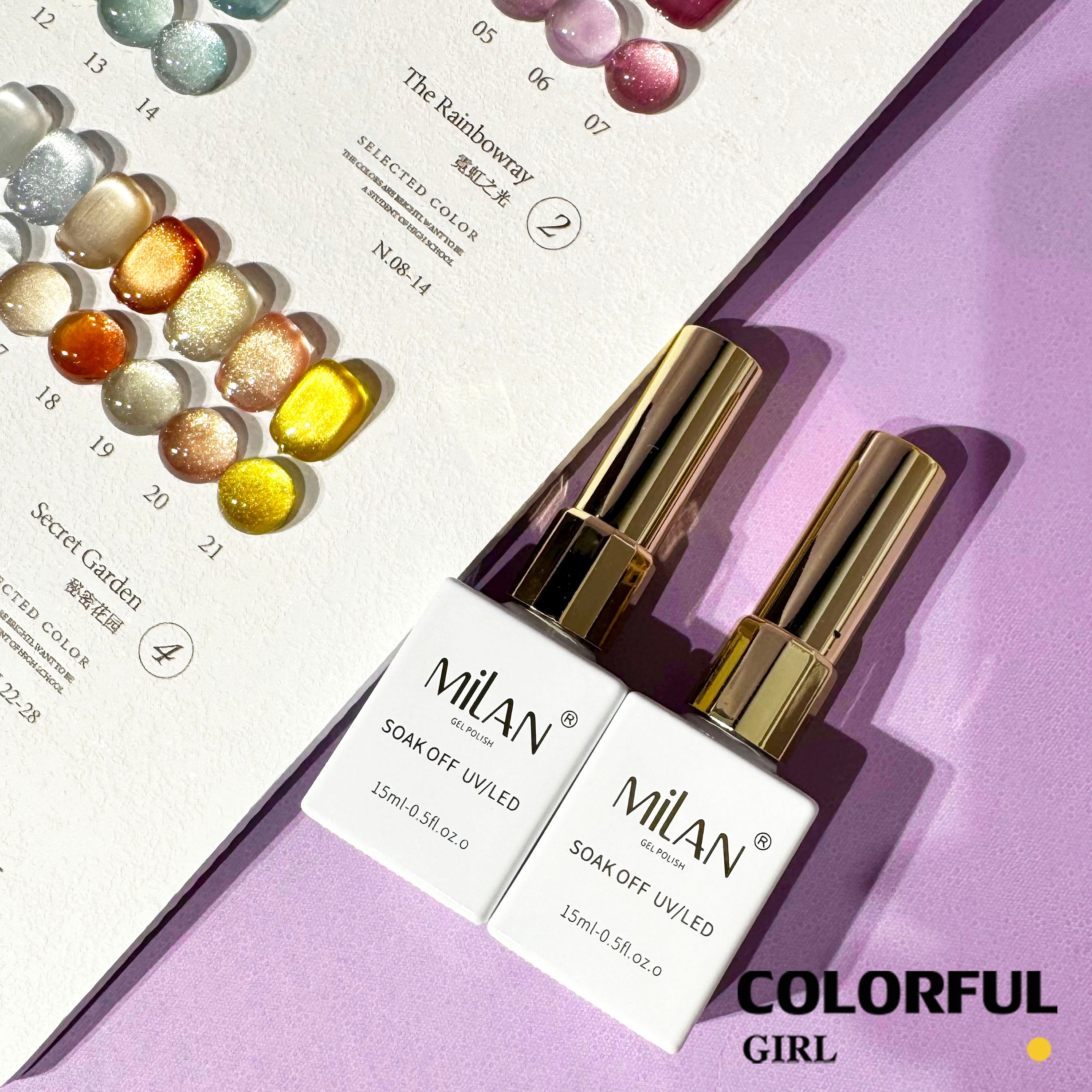 MILAN 28 สี เจลแคทอายผิวซาตินมุก + สีเจลแคทอาย ฟรีชาร์ทสี