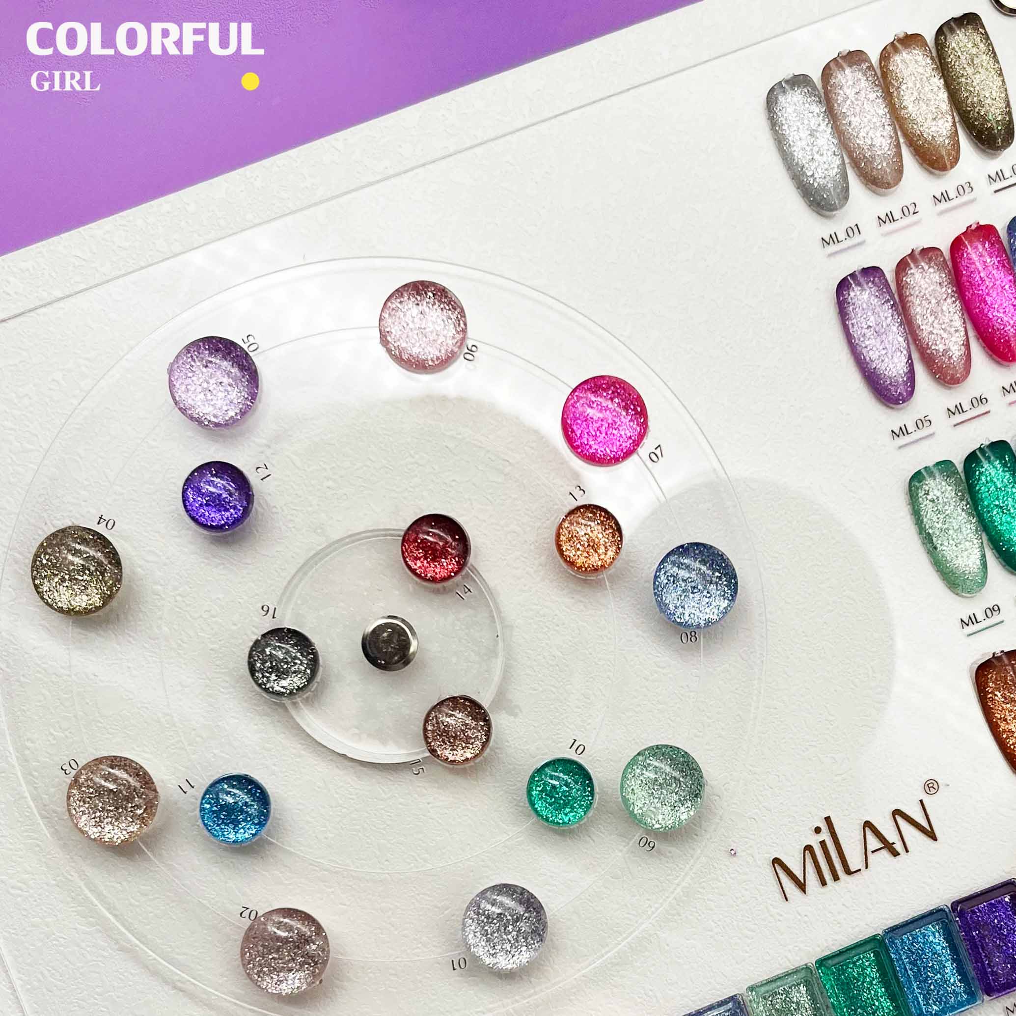MILAN 16 สี สีเจลแฟลชกลิตเตอร์ แพลตติมันแฟลช+ประกายออโรร่า ฟรีชาร์ทสี (กลิตเตอร์แน่น)