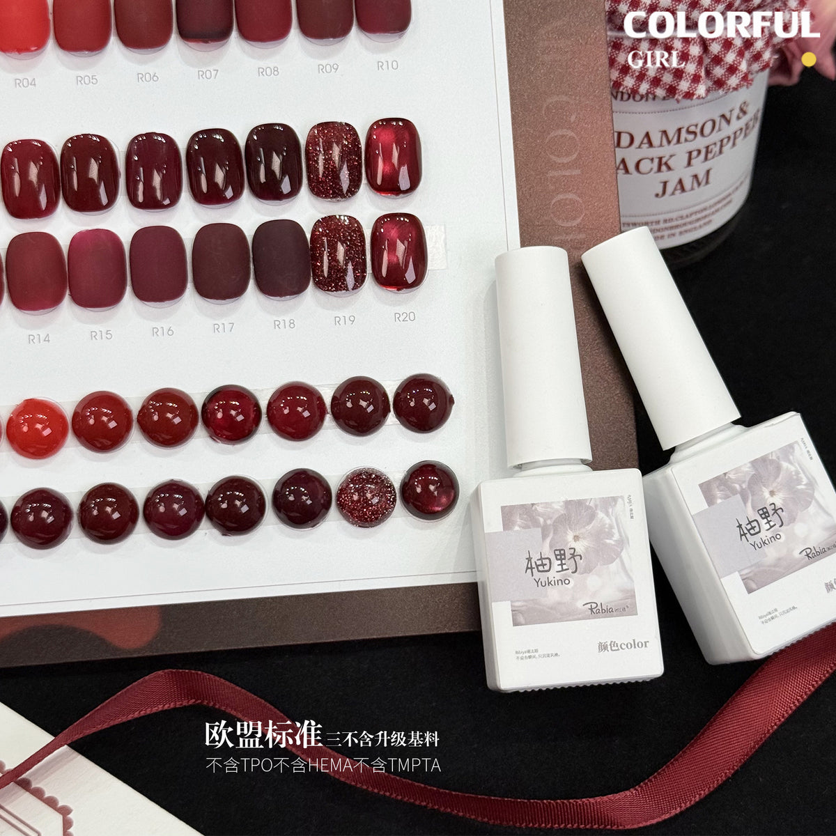【พร้อมส่ง】Rabia ชุดสีเจลทาเล็บ 20 สี เลือกได้ทั้งโทนกุหลาบแดงและโทนน้ำตาลเอิร์ธโทนอุ่น รวมสีเจลแคทอาย สีเจลกลิตเตอร์ และสีเจลสีพื้น เม็ดสีแน่น สีชัด เงางาม เหมาะสำหรับร้านทำเล็บและใช้ส่วนตัว