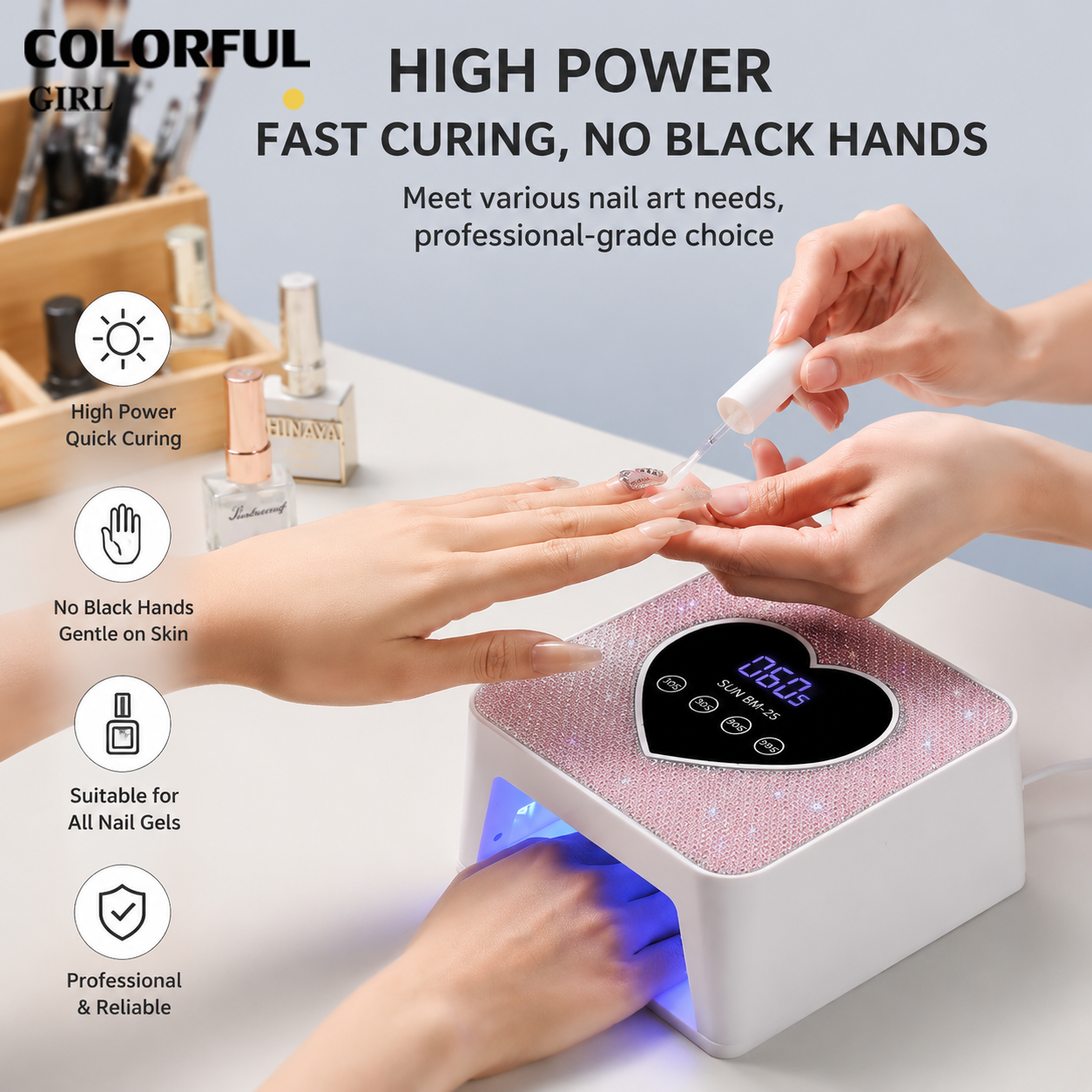 SUN BM-25 UV LED Nail Lamp 48W 21LED｜เครื่องอบเจลเล็บ UV LED｜โคมไฟอบเล็บเจล｜หน้าจอใหญ่ ตั้งเวลา 10S/30S/60S/99S｜แบบเสียบปลั๊ก และ แบบมีแบตเตอรี่ให้เลือก｜อุปกรณ์ทำเล็บมืออาชีพ