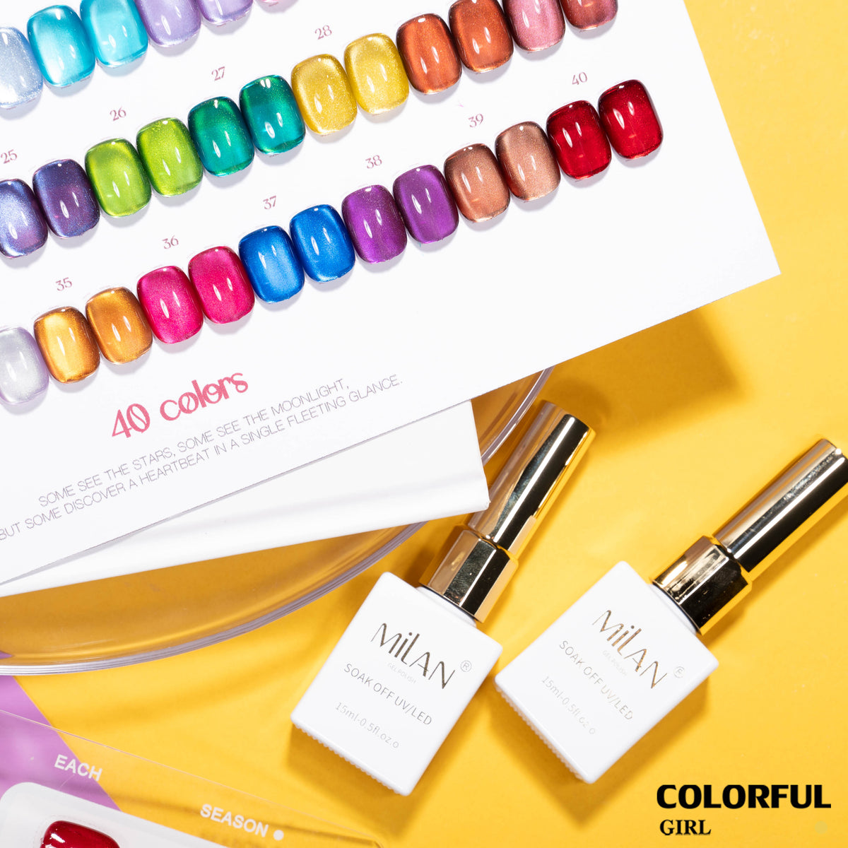 MILAN สีเจลแคทอาย 40 สี｜ลุคแก้วมุกฉ่ำวาว｜โทนสีมาคารองละมุน｜เอฟเฟกต์แสงวิบวับเหมือนแสงดาว ｜เนื้อซาตินหรูหรา ดูมีมิติทุกมุม ✨