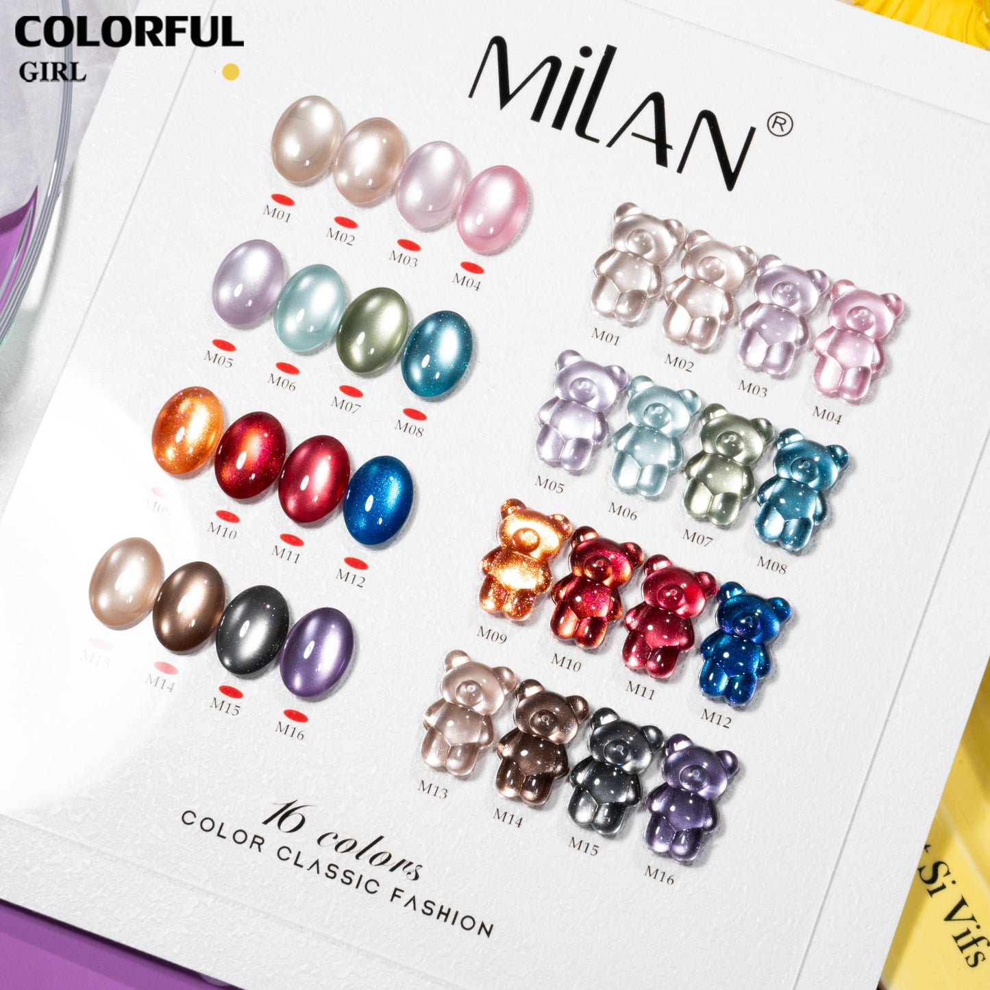 MILAN  สีเจลแคทอายหมีน้อย 16 สี｜ฟีลลูกแก้วมุกฉ่ำวาว｜เล่นแสงวิบวับ｜โทนสีน่ารักสไตล์สาวคิวท์ 💖 สีเจลแคทอายเนื้อซาติน