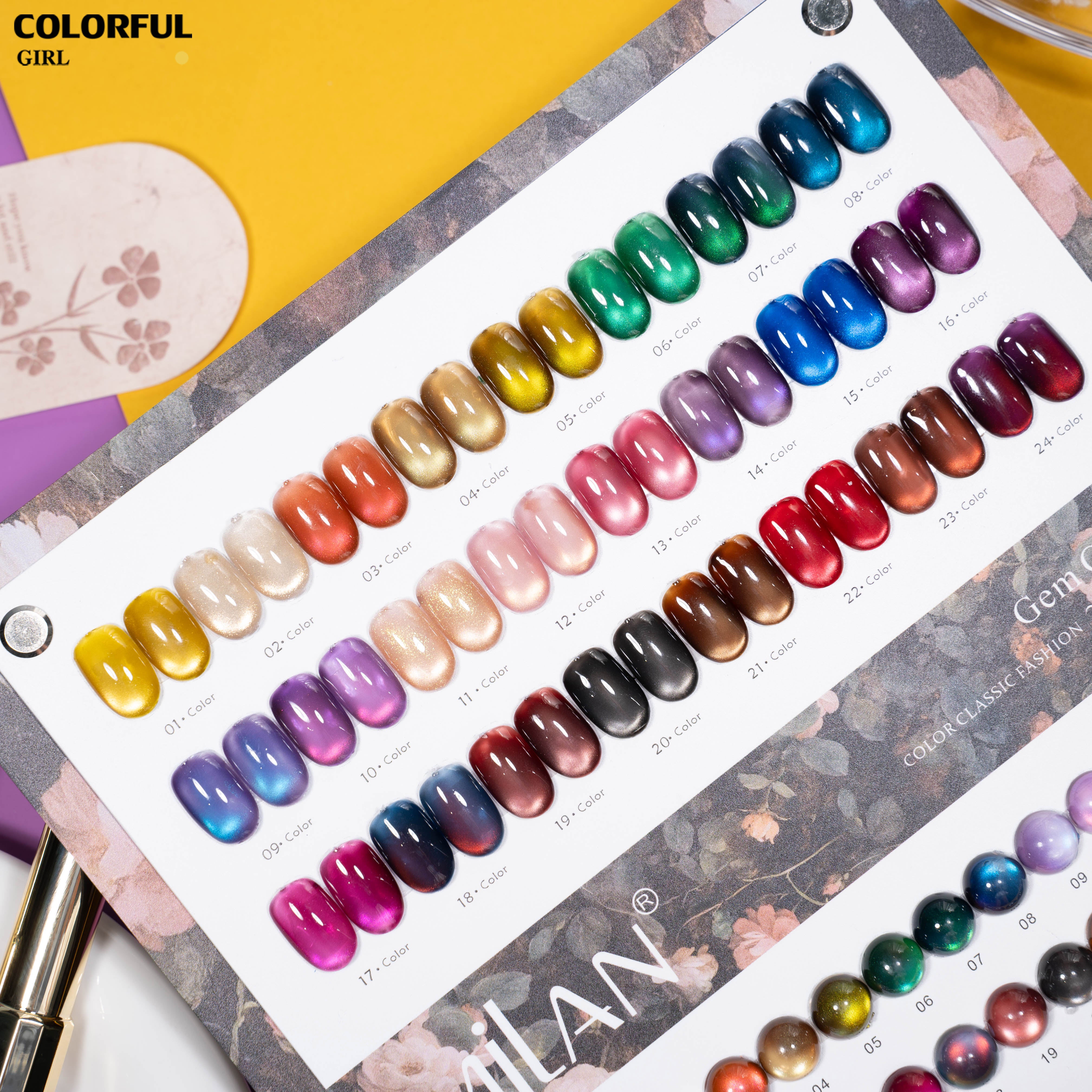 เจลเล็บ MILAN Cat Eye 24 สี สีเจลแคทอาย  |โทนสุภาพ หวานละมุน | เจลแม่เหล็กตาแมว | สีชัด ติดทนนาน สำหรับงานเล็บมืออาชีพ | สร้างเอฟเฟกต์แสงได้ทันที (ทามาให้แล้ว พร้อมใช้งาน)สีเจลแคทอาย
