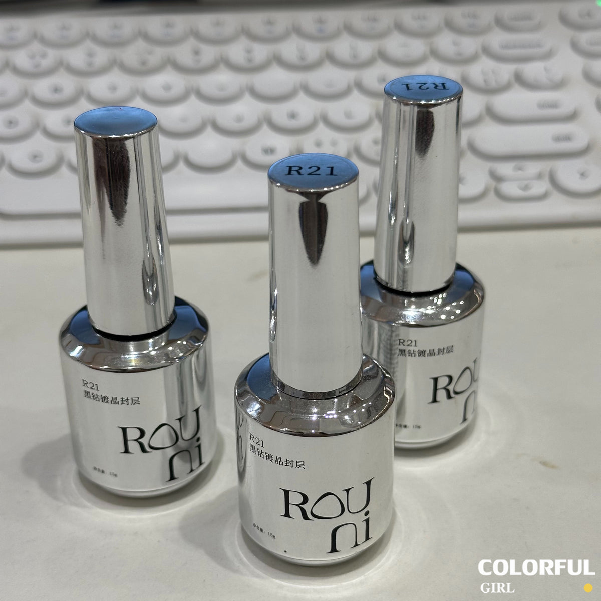 Rouni Function Gel Series 15ml เจลทำเล็บ เบสเจล ท็อปโค้ท Builder Gel ต่อเล็บ หลายรุ่น R21 Black Diamond Glossy Top Coat เงาเพชร กันรอย ติดทนนาน
