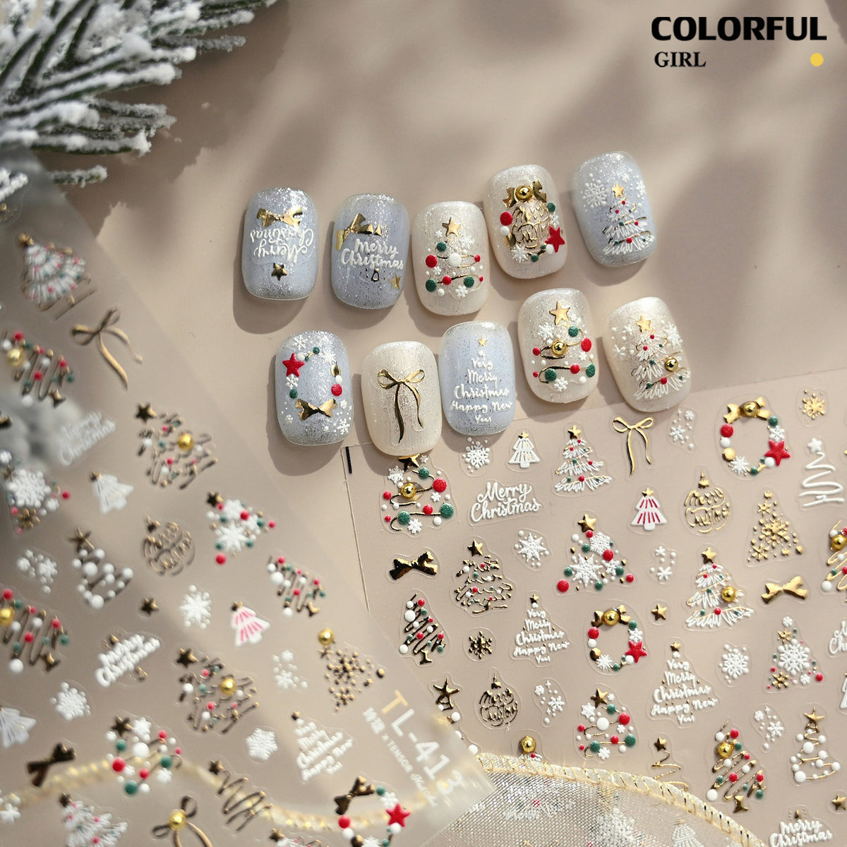 Christmas Nail Art Set DIY 🎄 ชุดตกแต่งเล็บคริสต์มาส | Premium 3D Nail Charms & Stickers | Snowflake Santa Christmas Tree Nail Accessories | Holiday DIY Nail Decoration Collection