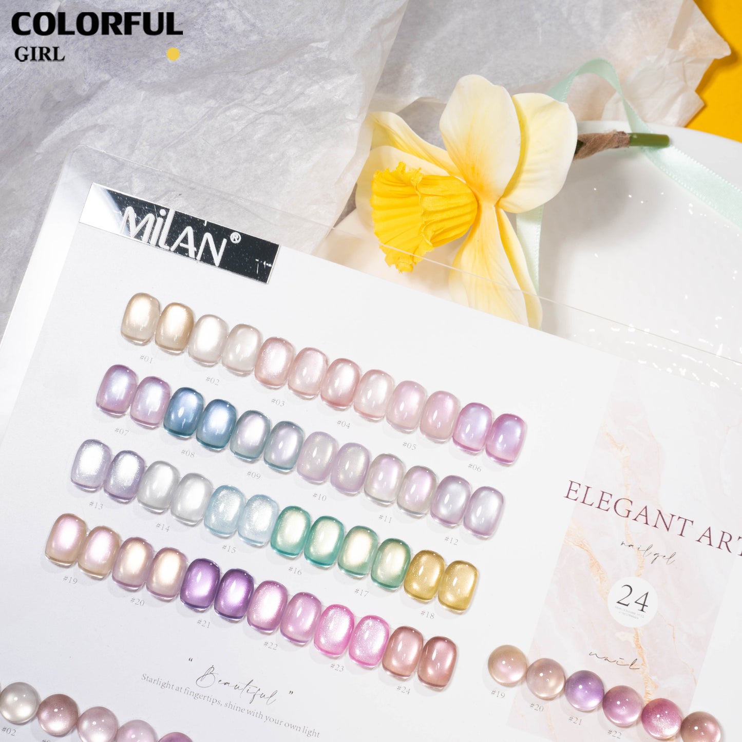 MILAN สีเจลแคทอาย 24 สี｜ฟีลลูกแก้วมุกฉ่ำวาว｜โทนสีมาคารองละมุน｜เล่นแสงสวยเหมือนแสงดาว 💖สีเจลแคทอายเนื้อซาติน