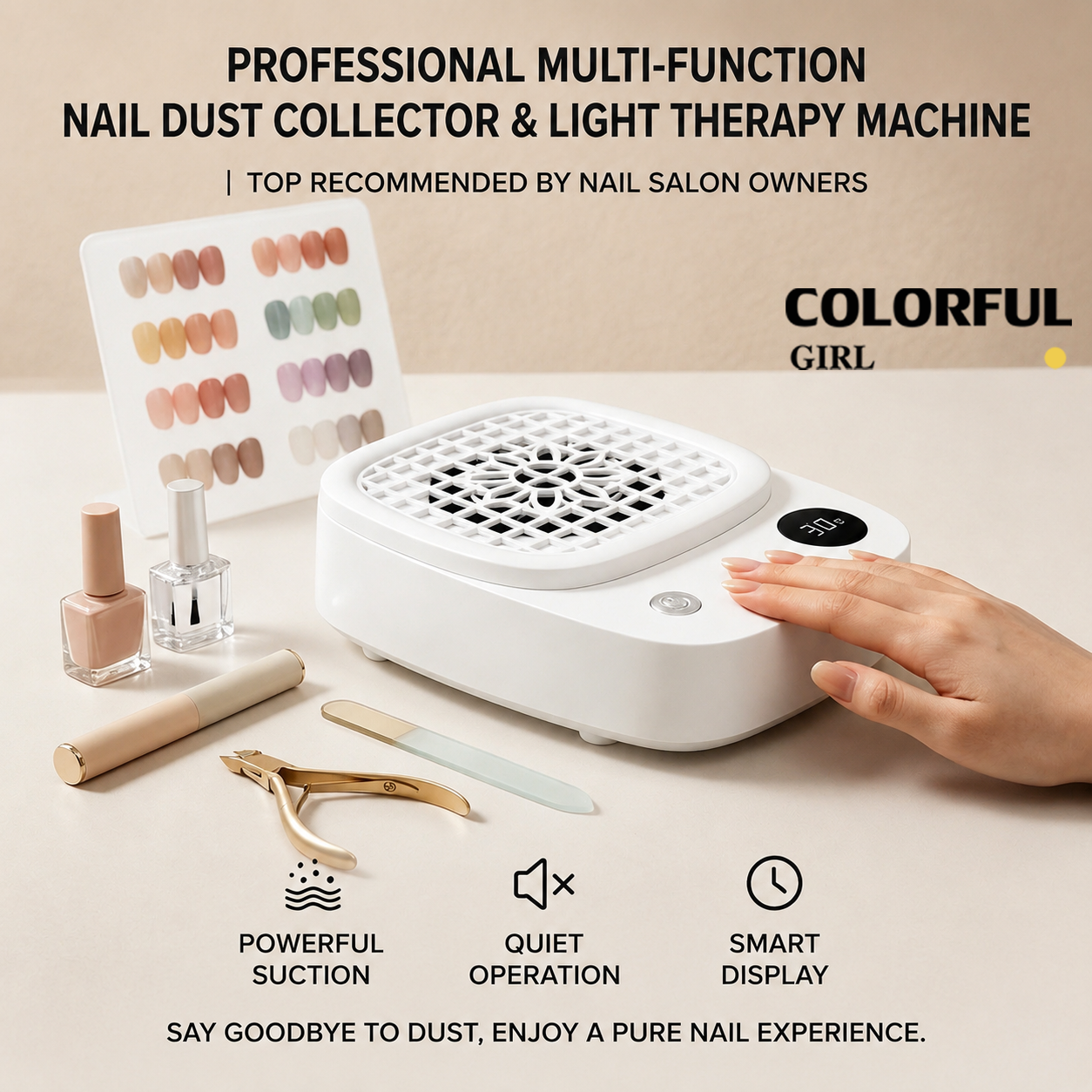 เครื่องดูดฝุ่นเล็บ 18W เครื่องดูดผงตะไบเล็บ Nail Dust Collector เครื่องดูดฝุ่นทำเล็บ แรงดูดสูง เสียงเงียบ พกพาสะดวก พร้อมแผ่นกรองฝุ่น สำหรับร้านทำเล็บและมือใหม่
