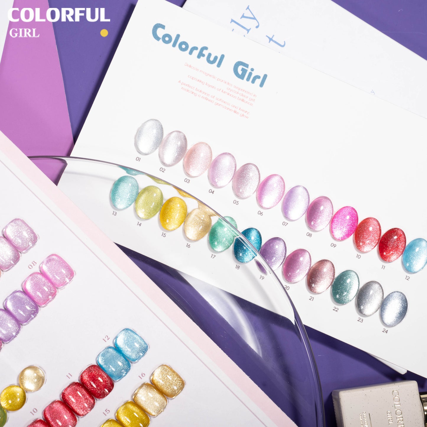 COLORFUL GIRL สีเจลแคทอาย 24 สี｜เม็ดแม่เหล็กเข้มข้นพิเศษ｜เอฟเฟกต์แสงวิบวับเหมือนแสงดาว｜โทนสีมาคารองหวานละมุน 💖