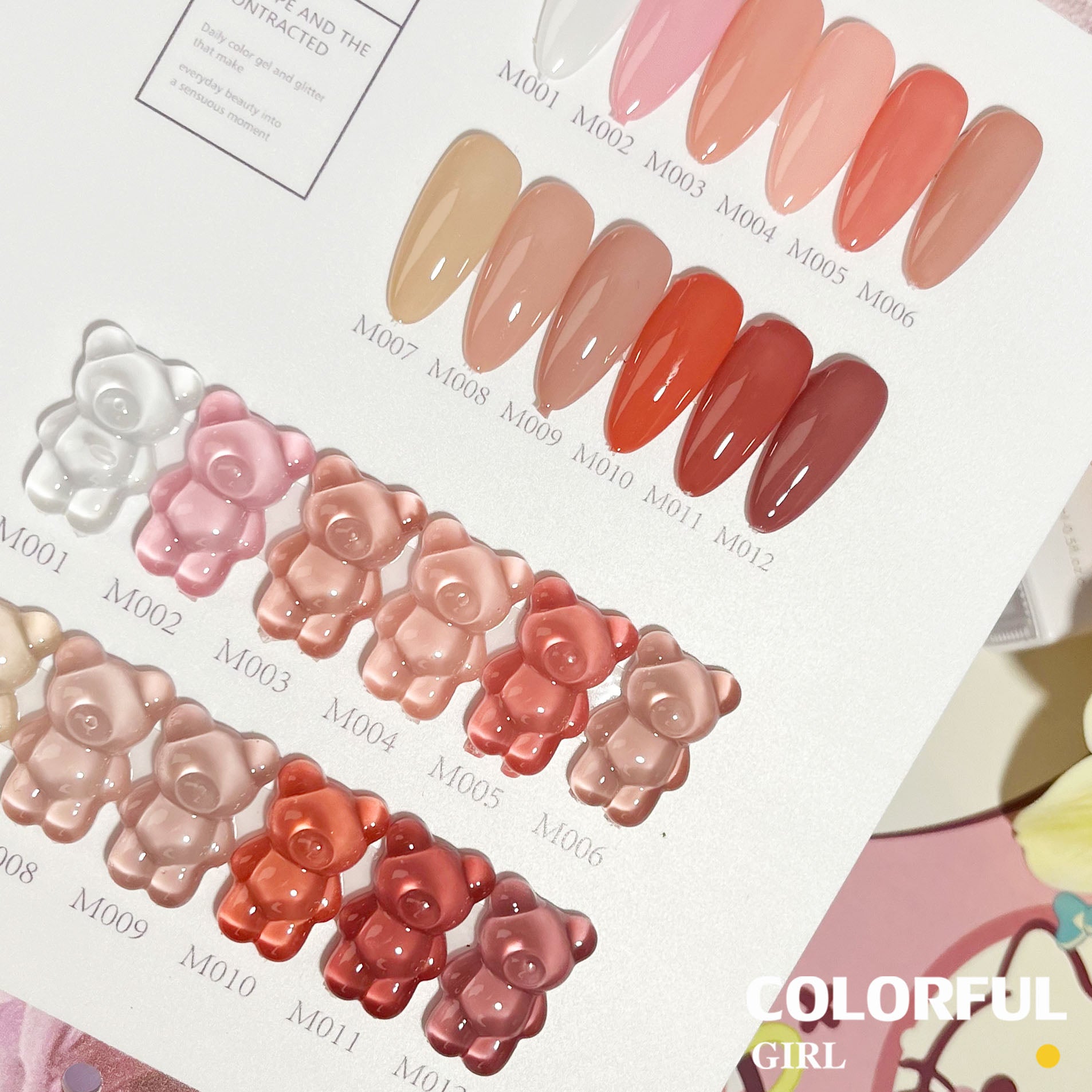 สีเจลไซรัปรุ่นใหม่ 12 สี สีเจลไซรัป โทนชมพู Ice Peach 12 สี แถมฟรีชาร์ทสี