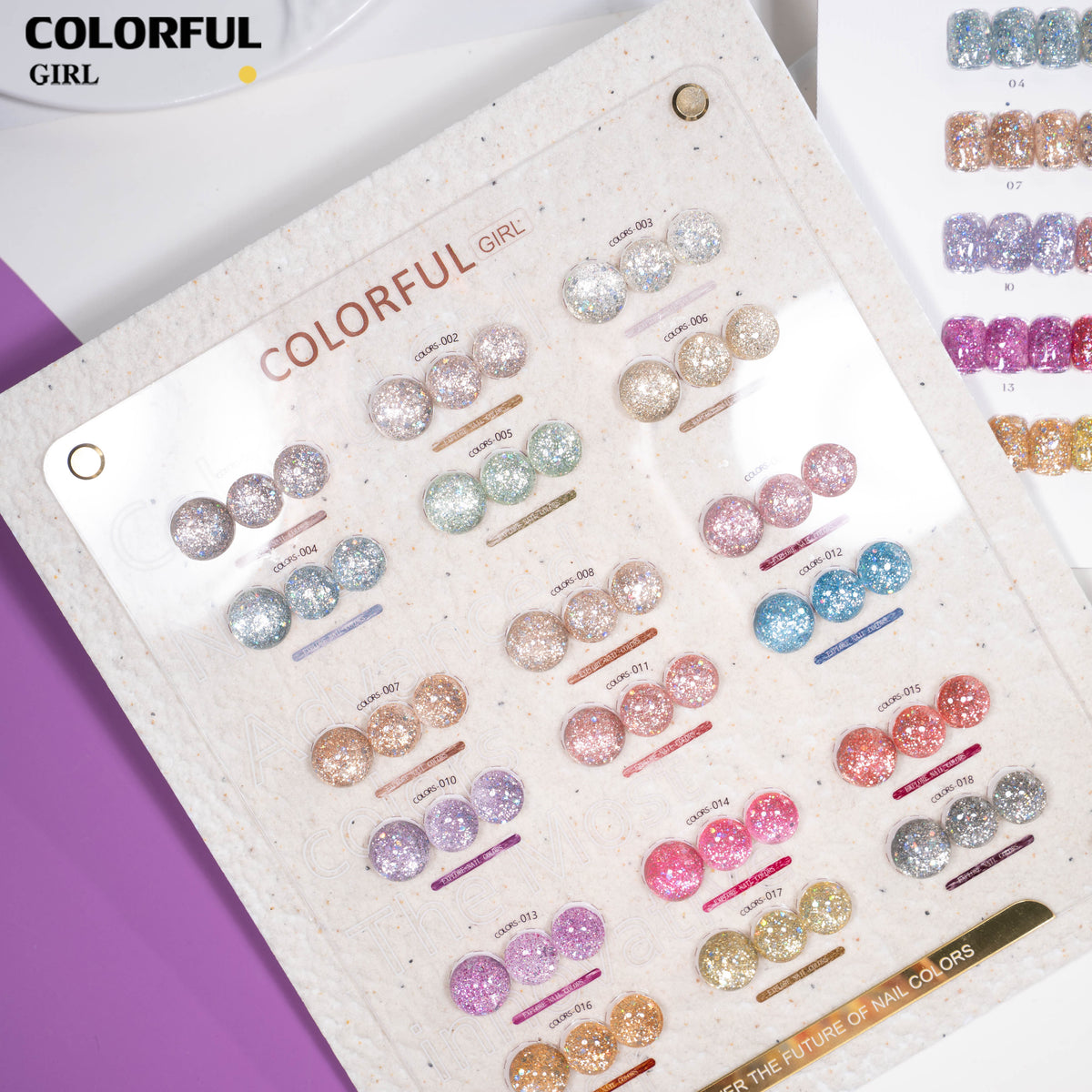 COLORFUL GIRL สีกากเพชร+เลเซอร์แฟลช 18 สี แถมฟรีชาร์ทสี