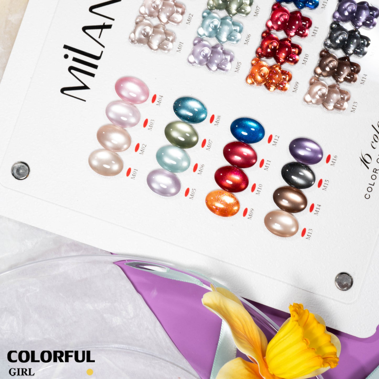 MILAN  สีเจลแคทอายหมีน้อย 16 สี｜ฟีลลูกแก้วมุกฉ่ำวาว｜เล่นแสงวิบวับ｜โทนสีน่ารักสไตล์สาวคิวท์ 💖 สีเจลแคทอายเนื้อซาติน