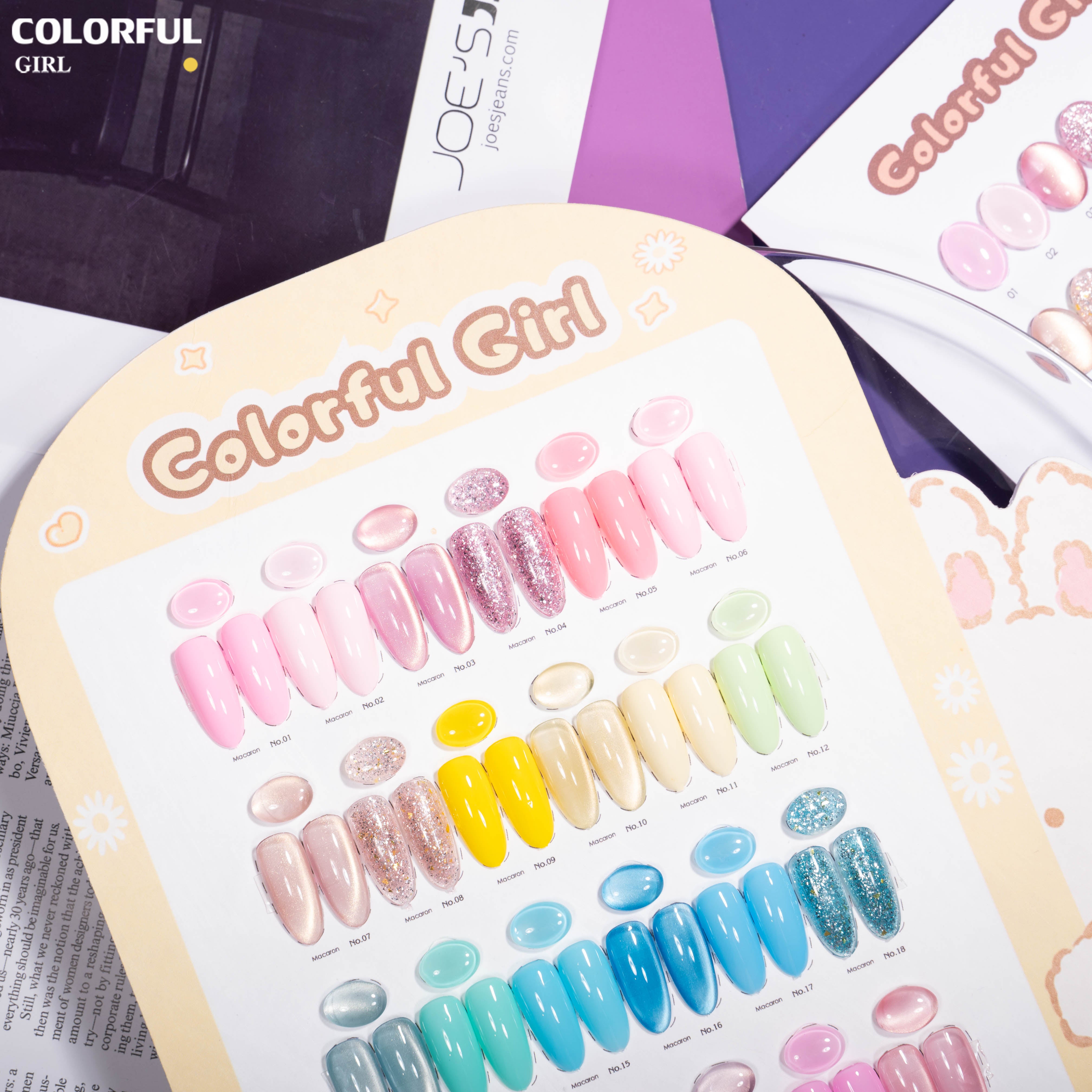 COLORFUL GIRL 24 สี โทนมาคารอง ✨｜เจลสีพื้น + เจลกลิตเตอร์ + เจลแคทอาย｜ฟีลนุ่มละมุนเหมือนครีม｜โทนสีหวานสไตล์สาวน่ารัก｜พลังความสดใสแบบสาวคิวท์ 💅