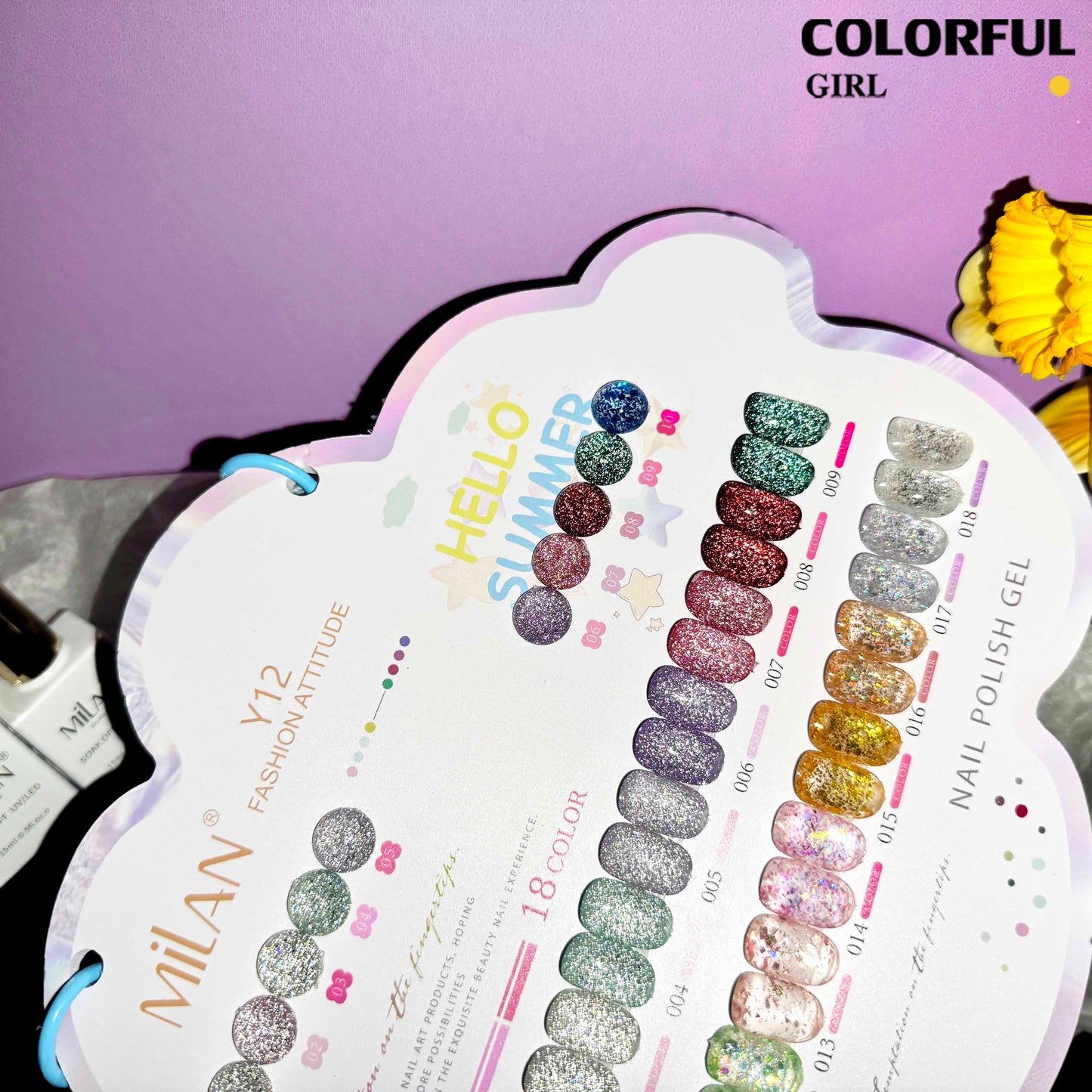 【พร้อมส่ง】💅MILAN  สีเจลแฟลช +สีเจลกลิซเตอร์ 18 สี✨ เนื้อเจลวิ้งละเอียด สีแน่น เงางาม ติดทนนาน แถมชาร์ทสี💎