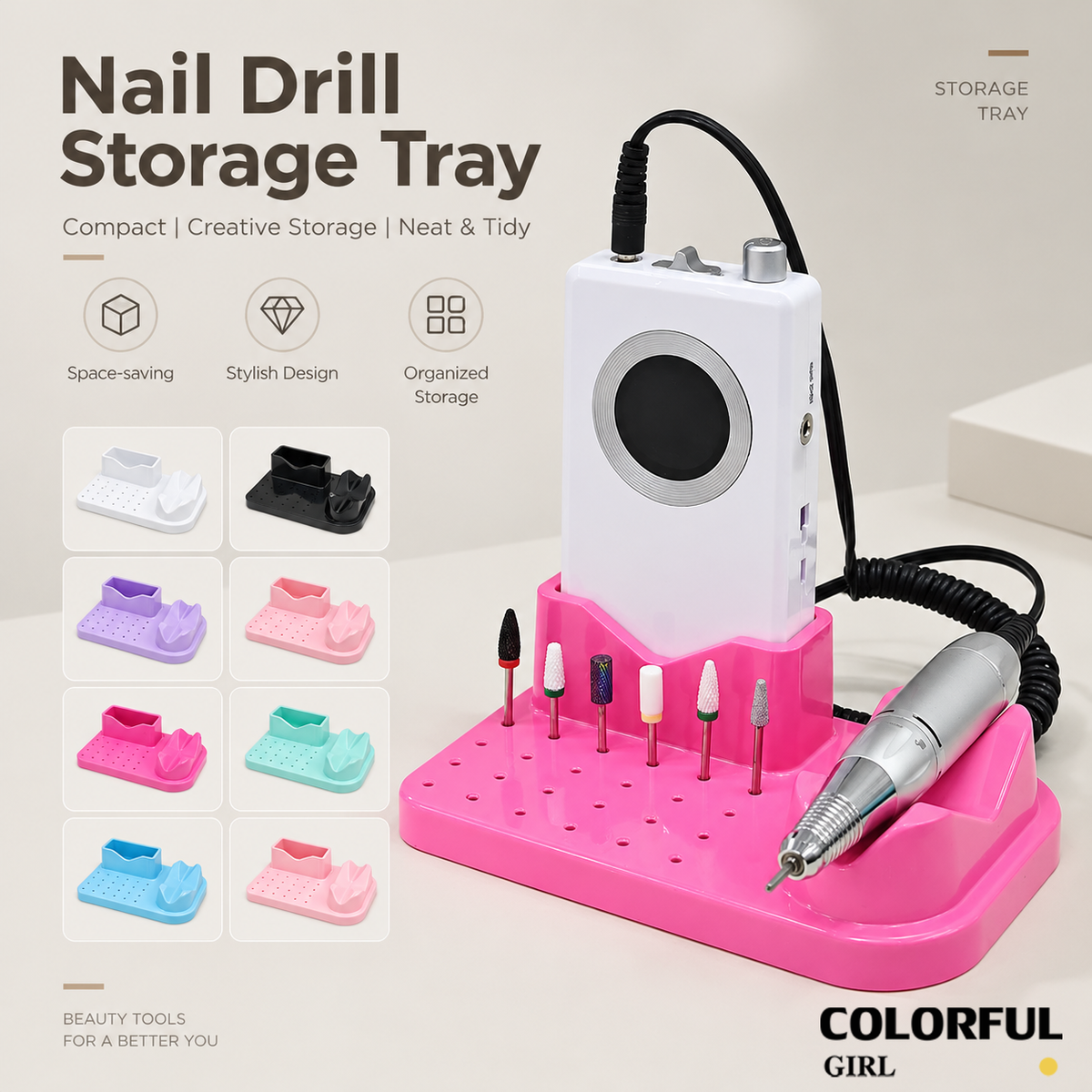 ชั้นวางเครื่องเจียรเล็บไม้แท้｜Nail Drill Organizer ที่เก็บเครื่องเจียรเล็บ ตัวเครื่อง+ด้ามจับ+หัวเจียร 24 ช่อง｜กล่องจัดระเบียบอุปกรณ์ทำเล็บแบบหลายช่อง｜อุปกรณ์แต่งเล็บสำหรับร้านทำเล็บและช่างมืออาชีพ