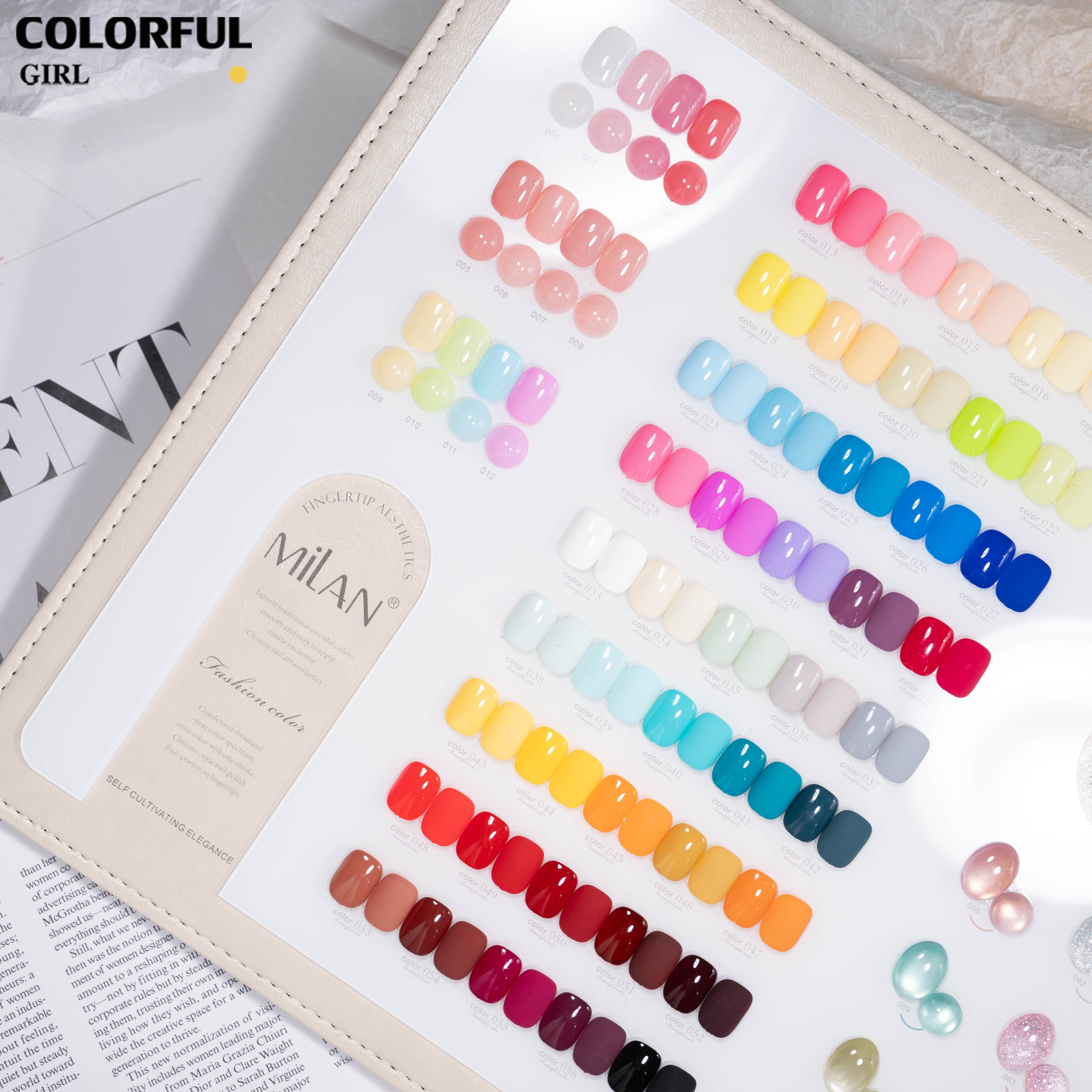 【พร้อมส่ง】Milan สีเจล 65 สี ชุดสำหรับเปิดร้านทำเล็บ สีเจลกลิตเตอร์ สีเจลสีพื้น สีเจลไซรัป สีเจลแคทอาย ครบในชุดเดียว พร้อมชาร์ตสีและชาร์ตโชว์สี