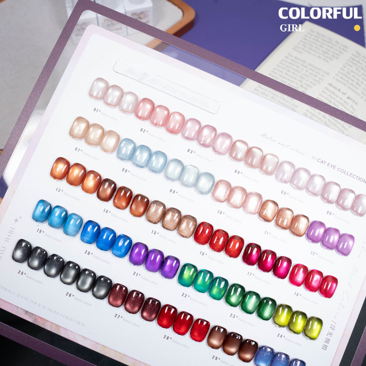 【พร้อมส่ง】Rabia 72 สี  ✨ สีเจลแคทอายเนื้อซาติน + สีเจลแคทอายลูกแก้ว ครบเซ็ต 72 สี สีสวยแน่นชัด ติดทนนาน เงางามประกายหรูหรา เหมาะสำหรับร้านทำเล็บมืออาชีพและใช้ส่วนตัว แถมฟรีชาร์ทสี Cat Eye 72 สี (ทามาให้แล้ว พร้อมใช้งาน)
