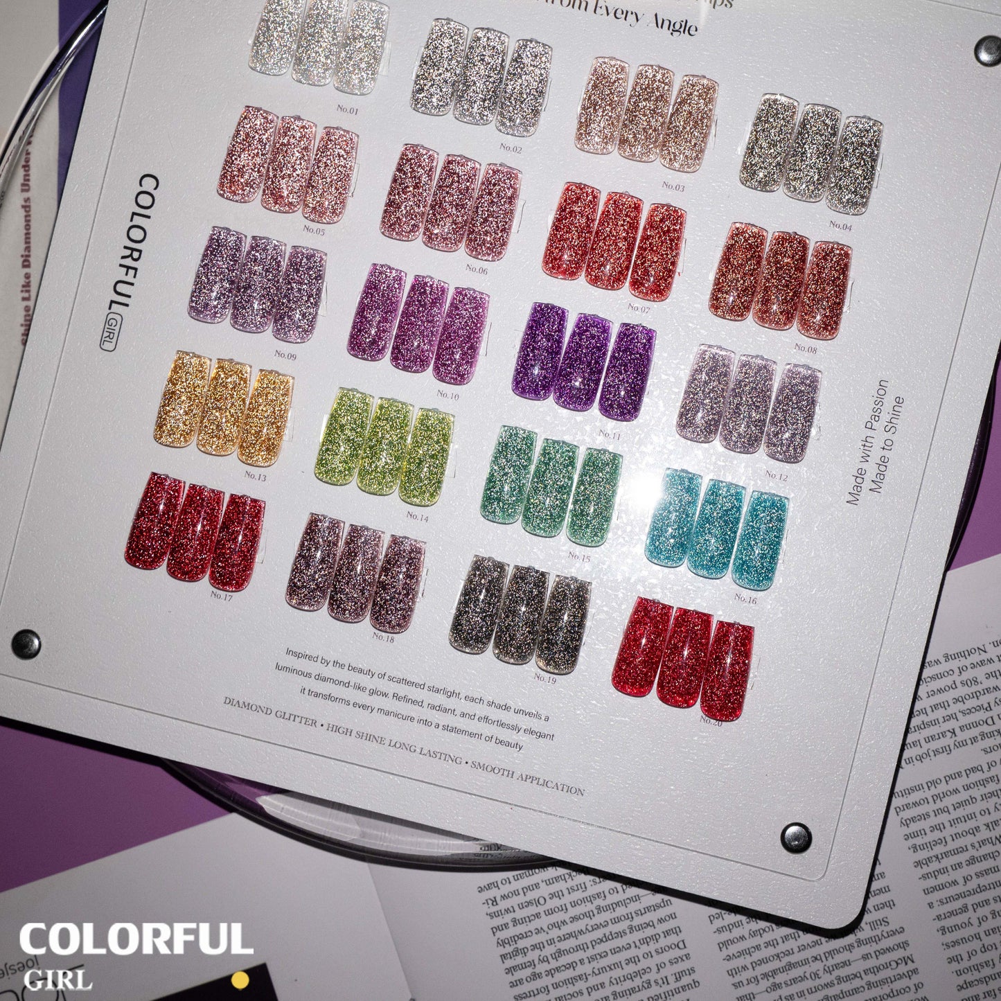 COLORFUL GIRL สีเจลแฟลช 20 สี ✨ เม็ดกลิตเตอร์แน่นพิเศษ｜เอฟเฟกต์แสงวิบวับเล่นมิติ｜ประกายระยิบระยับหรูหราเหมือนแสงดาว 💖