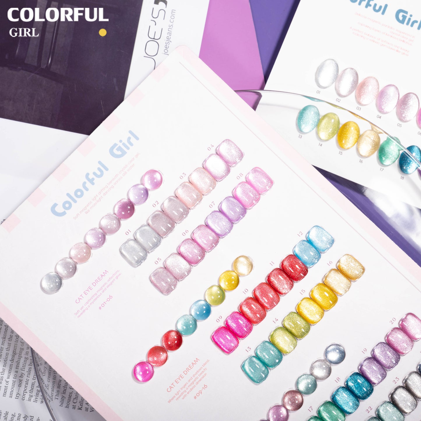 COLORFUL GIRL สีเจลแคทอาย 24 สี｜เม็ดแม่เหล็กเข้มข้นพิเศษ｜เอฟเฟกต์แสงวิบวับเหมือนแสงดาว｜โทนสีมาคารองหวานละมุน 💖